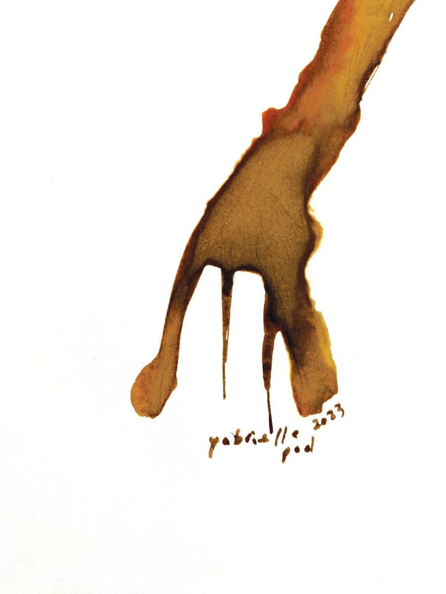 madre y cría - Gabrielle Pool - Caprichoso dibujo a tinta de una jirafa en venta 3