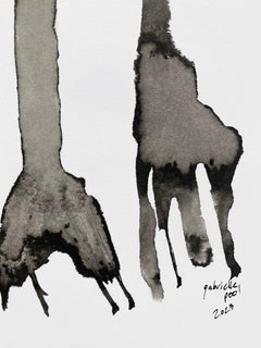 The likley lads - Gabrielle Pool - Dessin à l'encre fantaisiste d'une girafe