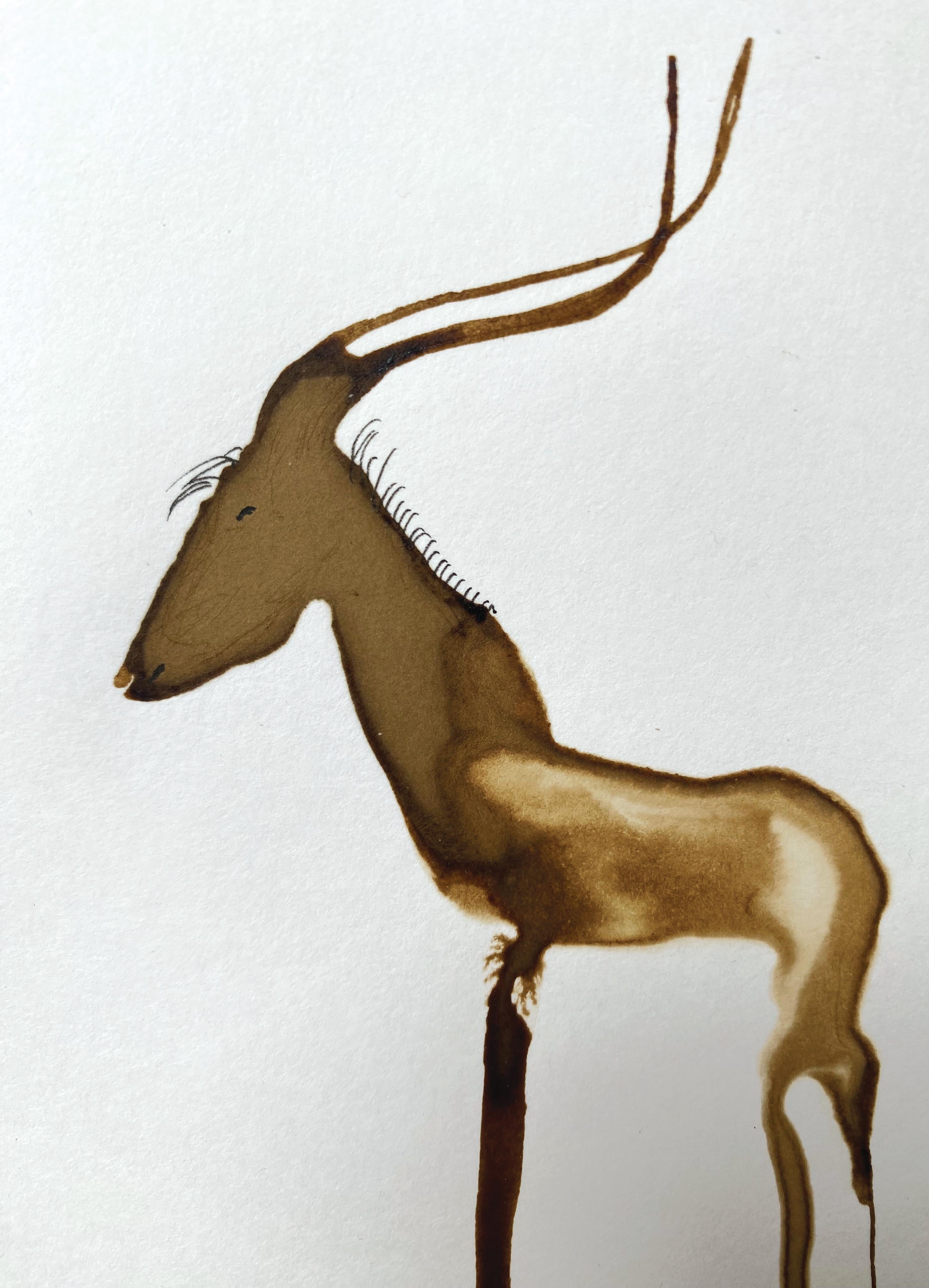 Amos - Gabielle Pool - Dessin fantaisiste d'une antilope africaine. Chambre Child & Child - Art de Gabrielle Pool