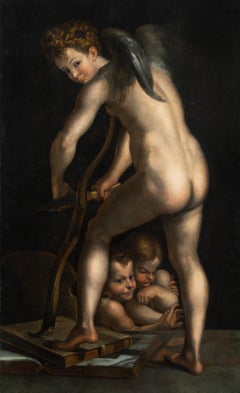 Amor Cutting Bow, Parmigianino, Old Master, Mannerism, Prague, Large Painting