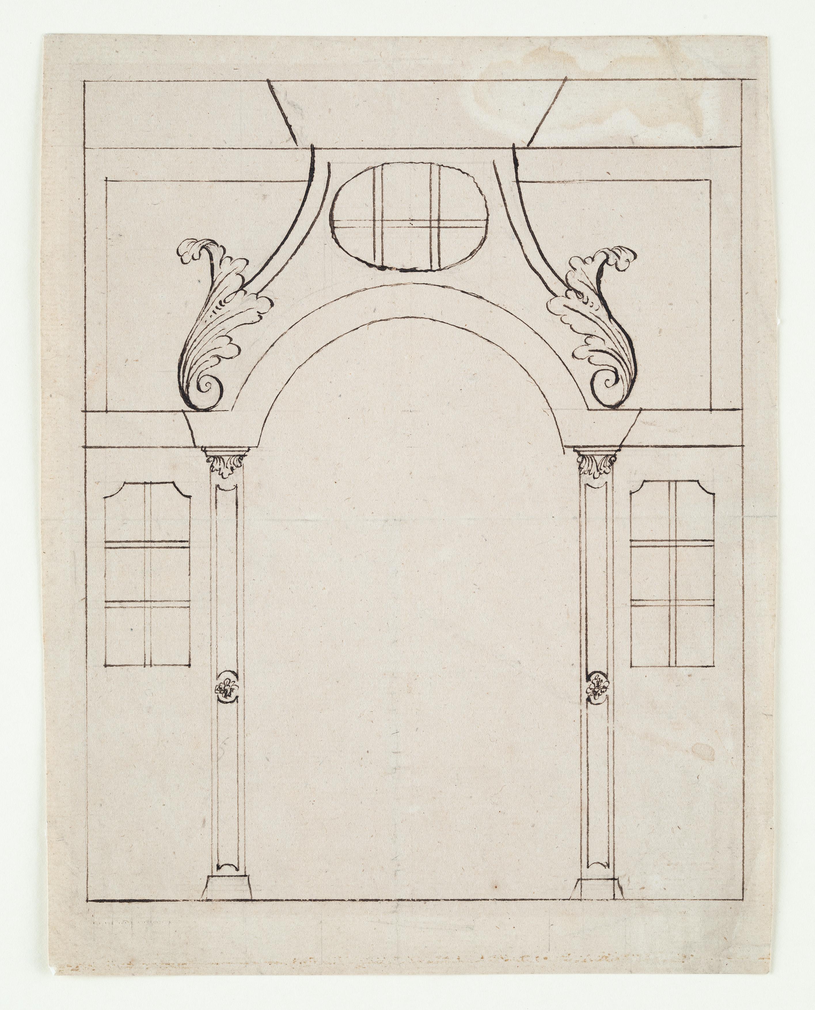 Sketch for an Architecture, Old Master Drawing, 17th Century, Italian Art