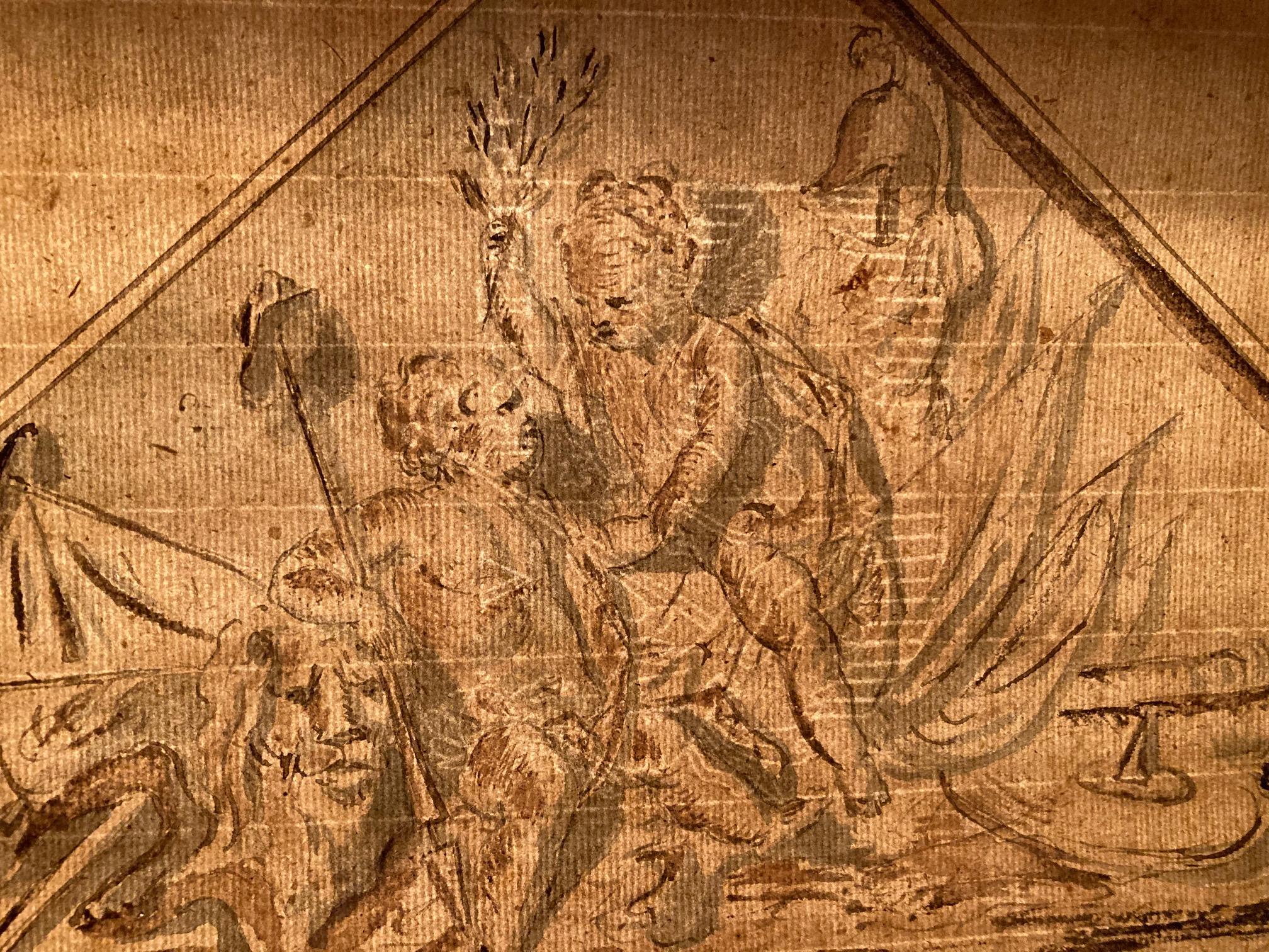 Zeichnung Alter Meister, Barock, Jacob de Wit, Allegorie des Sieges, Putten, Schiffe im Angebot 12