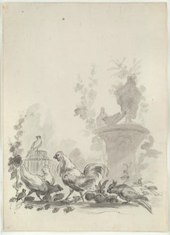Dibujo del Viejo Maestro, Rococó, Siglo XVIII, German artist, Dibujo de animales