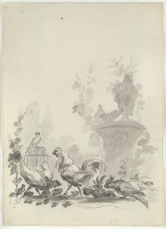 Le dessin de maître ancien, Roccoco, 18ème siècle, artiste allemand, dessin d'animaux 