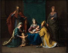 Sacra Conversazione. Madonna and Child, Old Master, Religious Painting, Antique