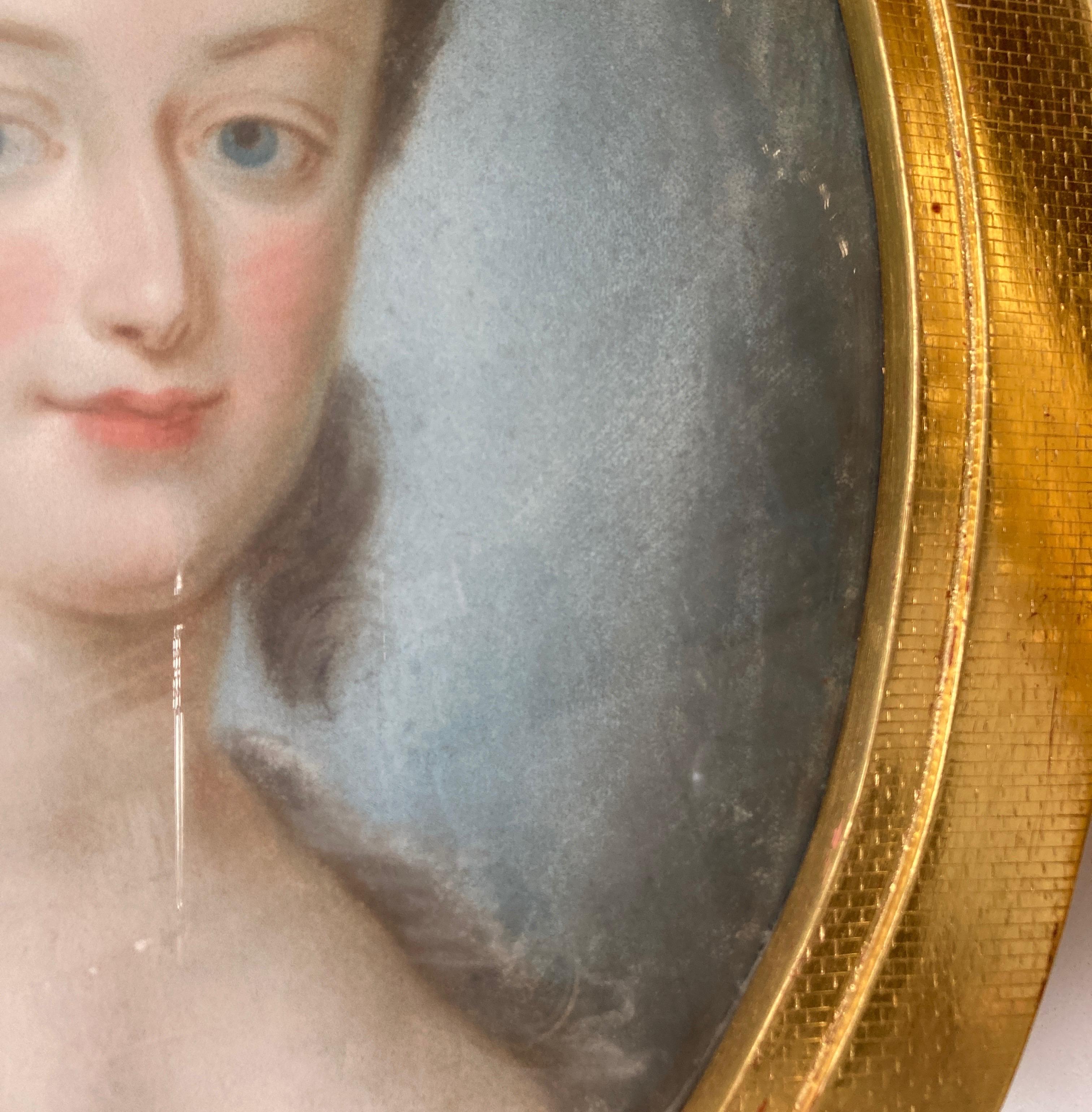Arte francese, Rococo, Ritratto Regina Marie Antoinette Francia, Ovale, Cerchio Vivien - Painting Rococò di Unknown