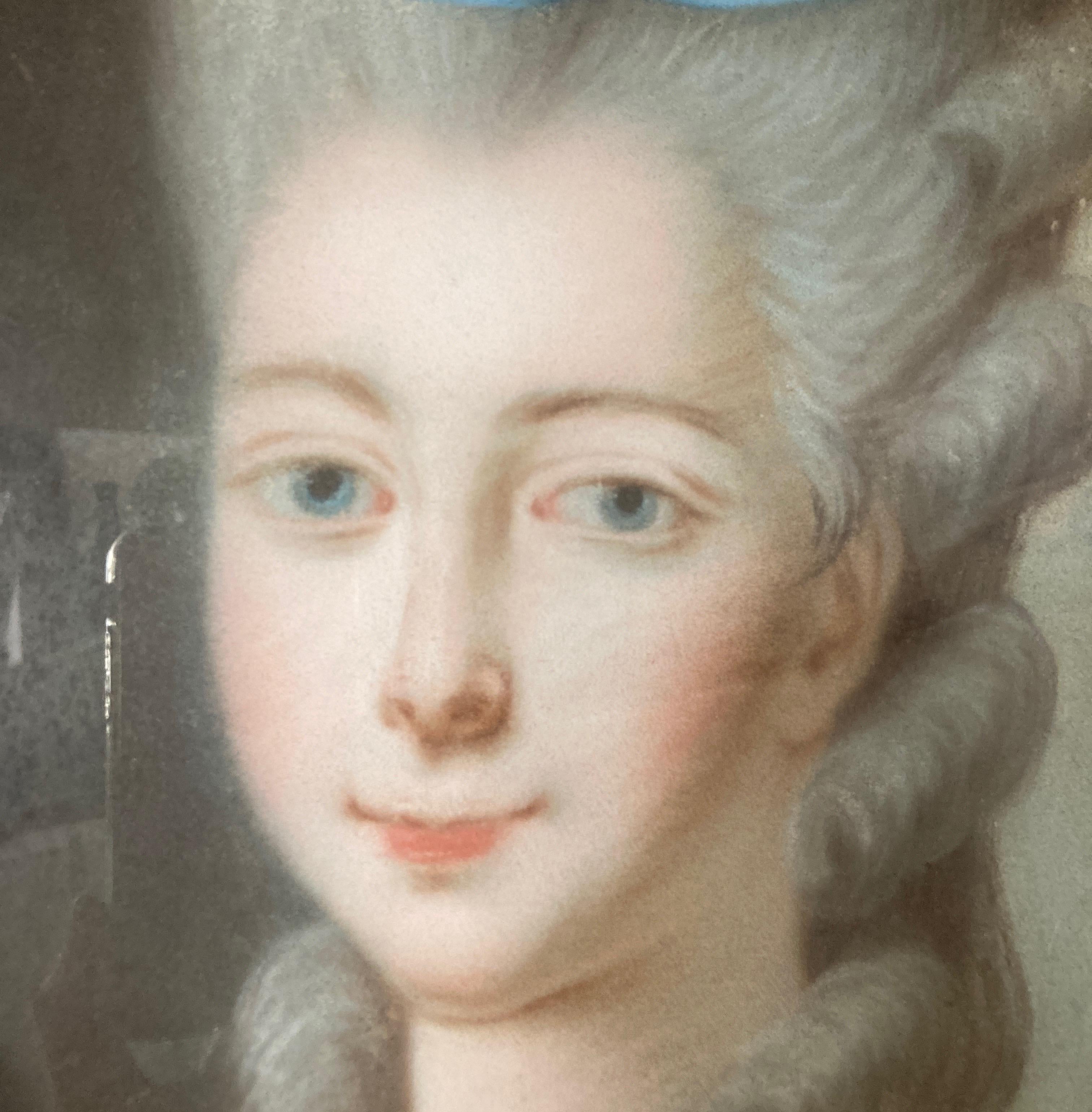 Art français, portrait ovale, pastel, portrait d'une femme, cercle de Vivien en vente 1