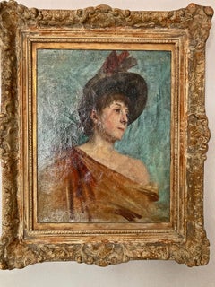 French Impressionist, Portrait Lady Jeany L'Ouvrier, Gasté, signed, Modern Art