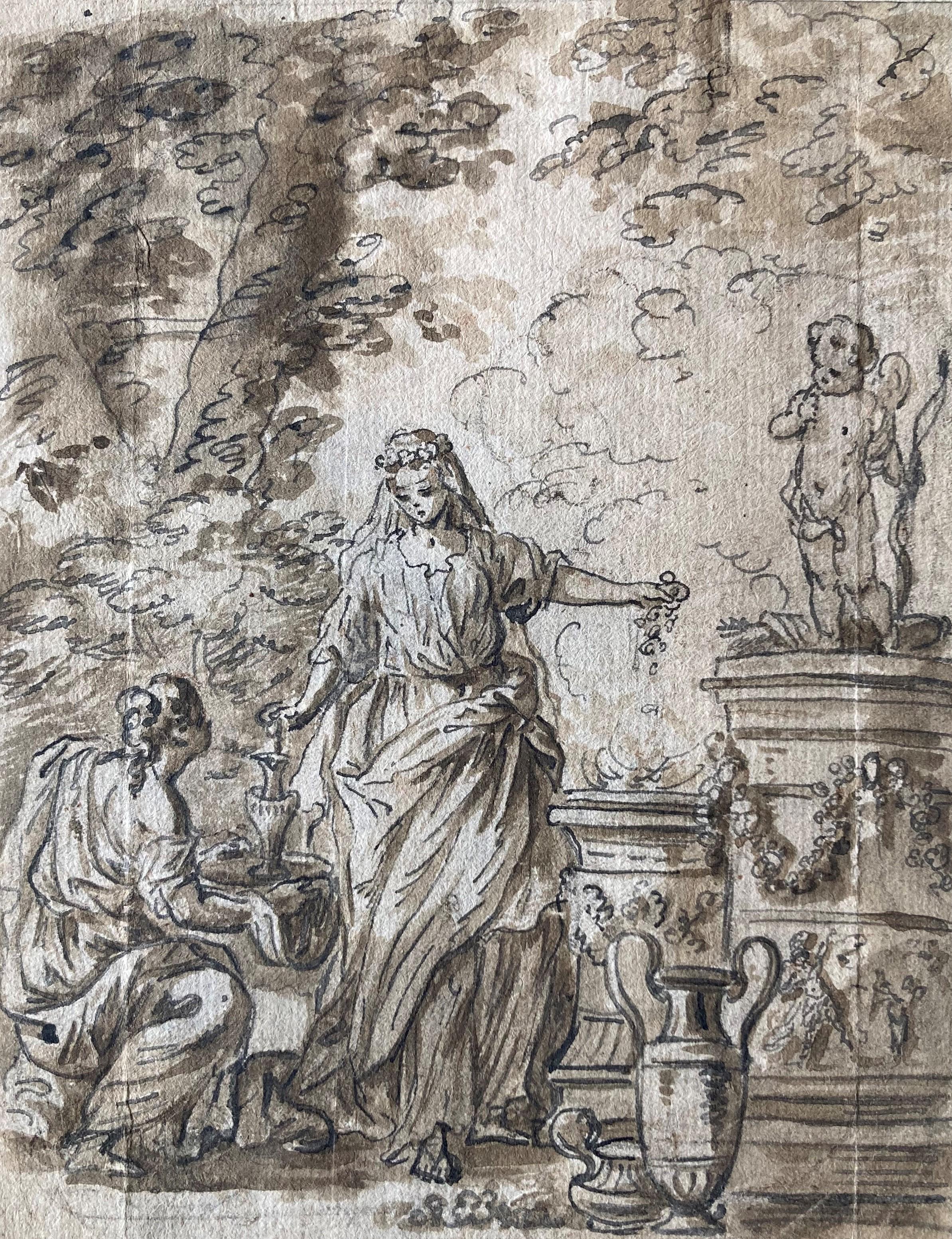 Scuola italiana, Nicolò Grassi, 18°, Adorazione di Venere, Il sacrificio di Venere, Amor