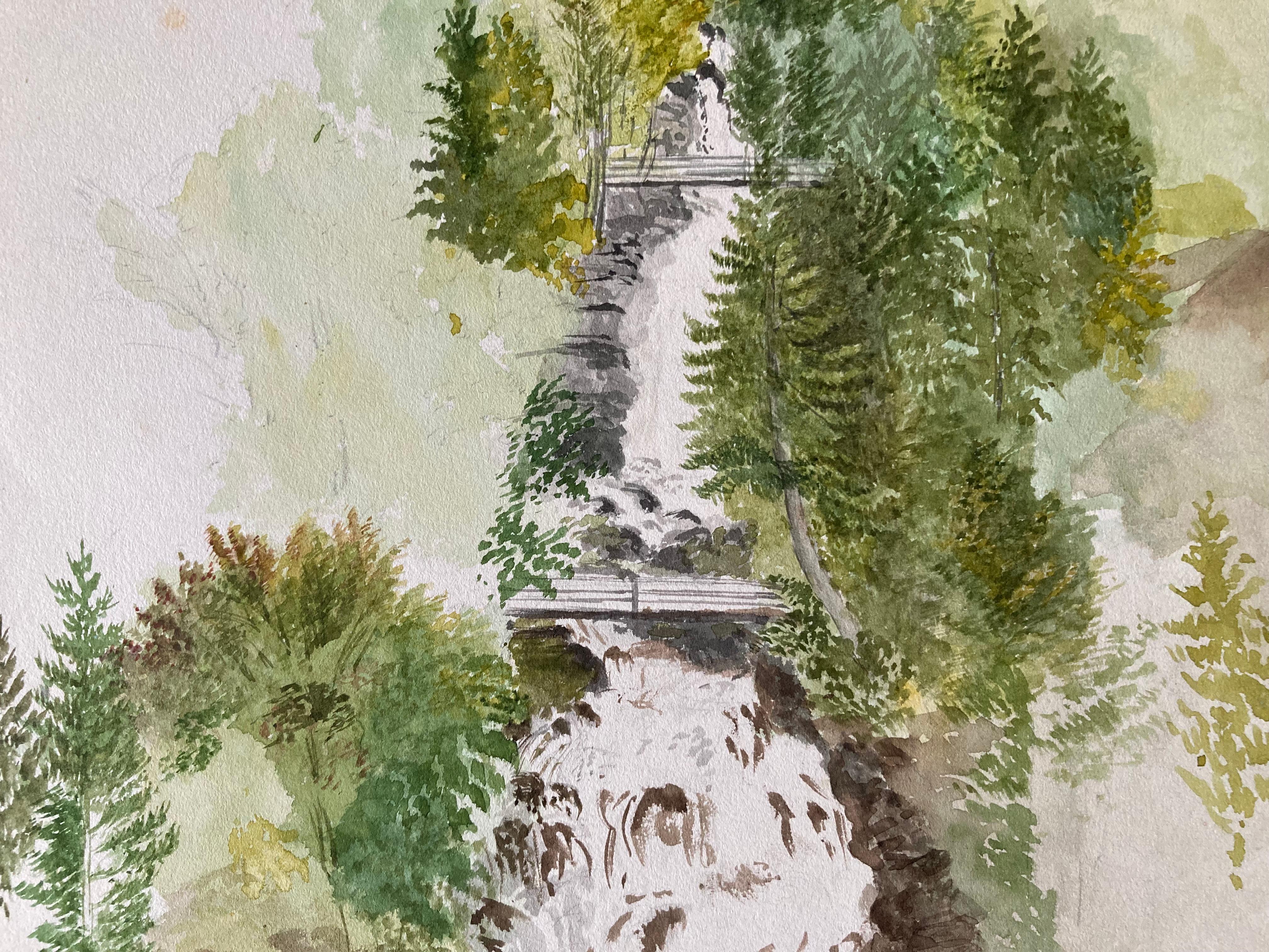 waterfall drawing watercolor