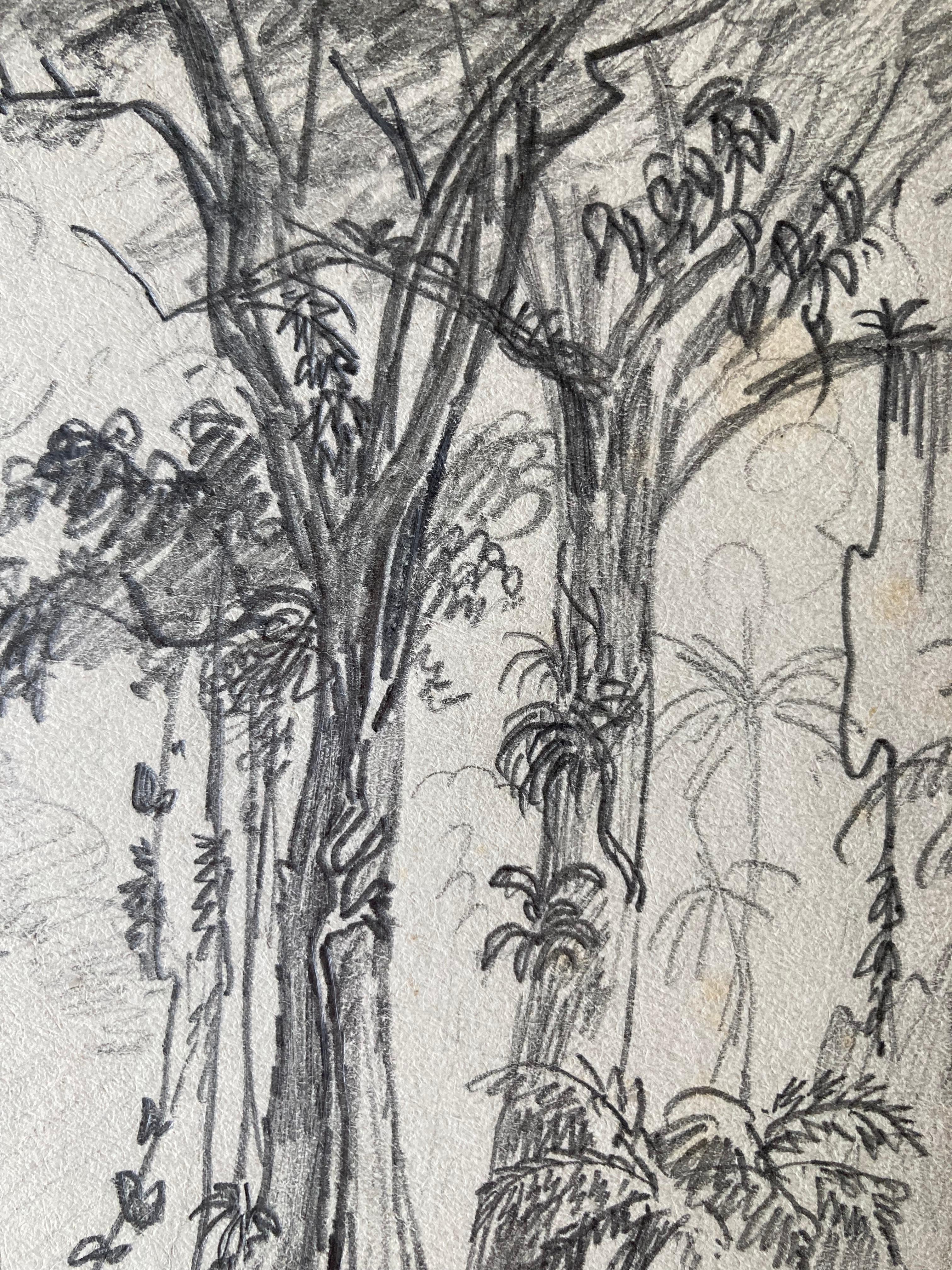 Paysage tropical avec palmiers et flamants, Art romantique allemand, Art de la nature en vente 7
