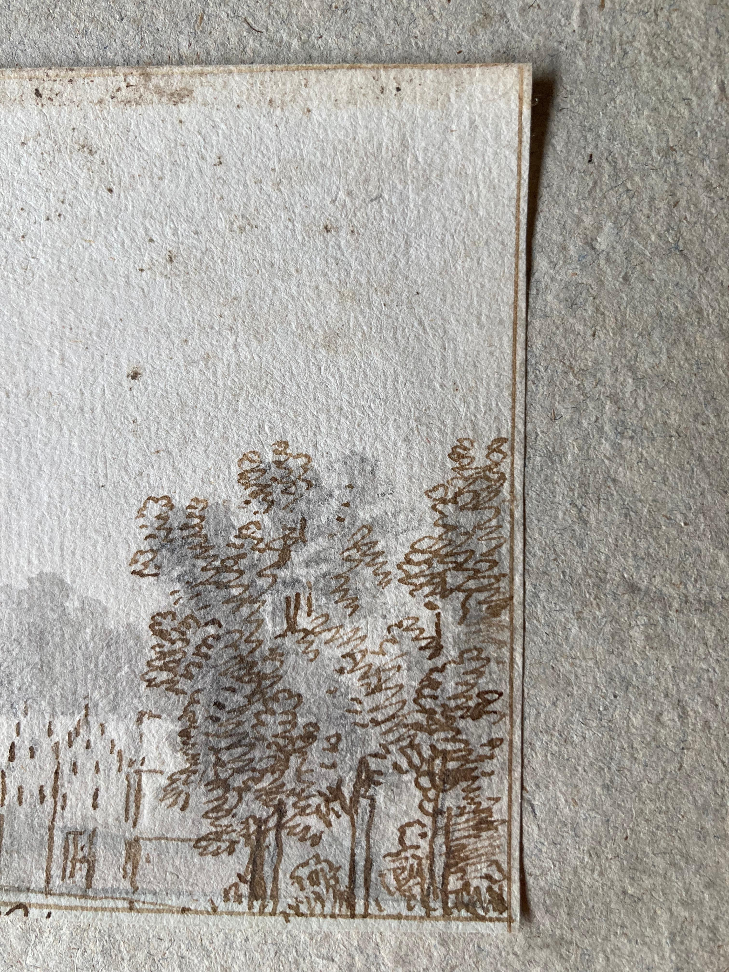 Ansicht des Schlosses von Vianen, Batestein, Niederländisches Goldenes Zeitalter, Schouman, Altmeisterliche Kunst (Grau), Landscape Art, von Aert Schouman