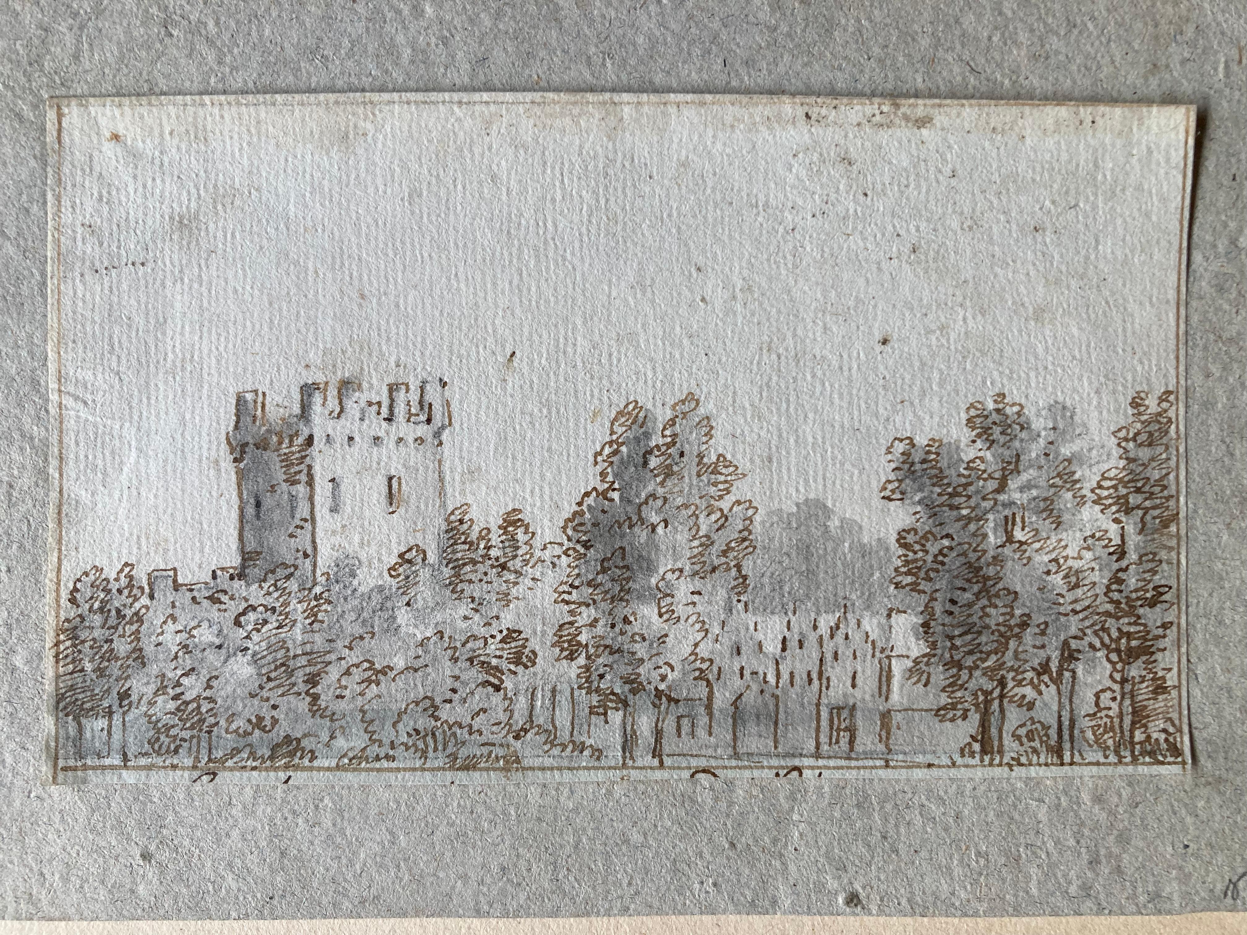Ansicht des Schlosses von Vianen, Batestein, Niederländisches Goldenes Zeitalter, Schouman, Altmeisterliche Kunst im Angebot 2
