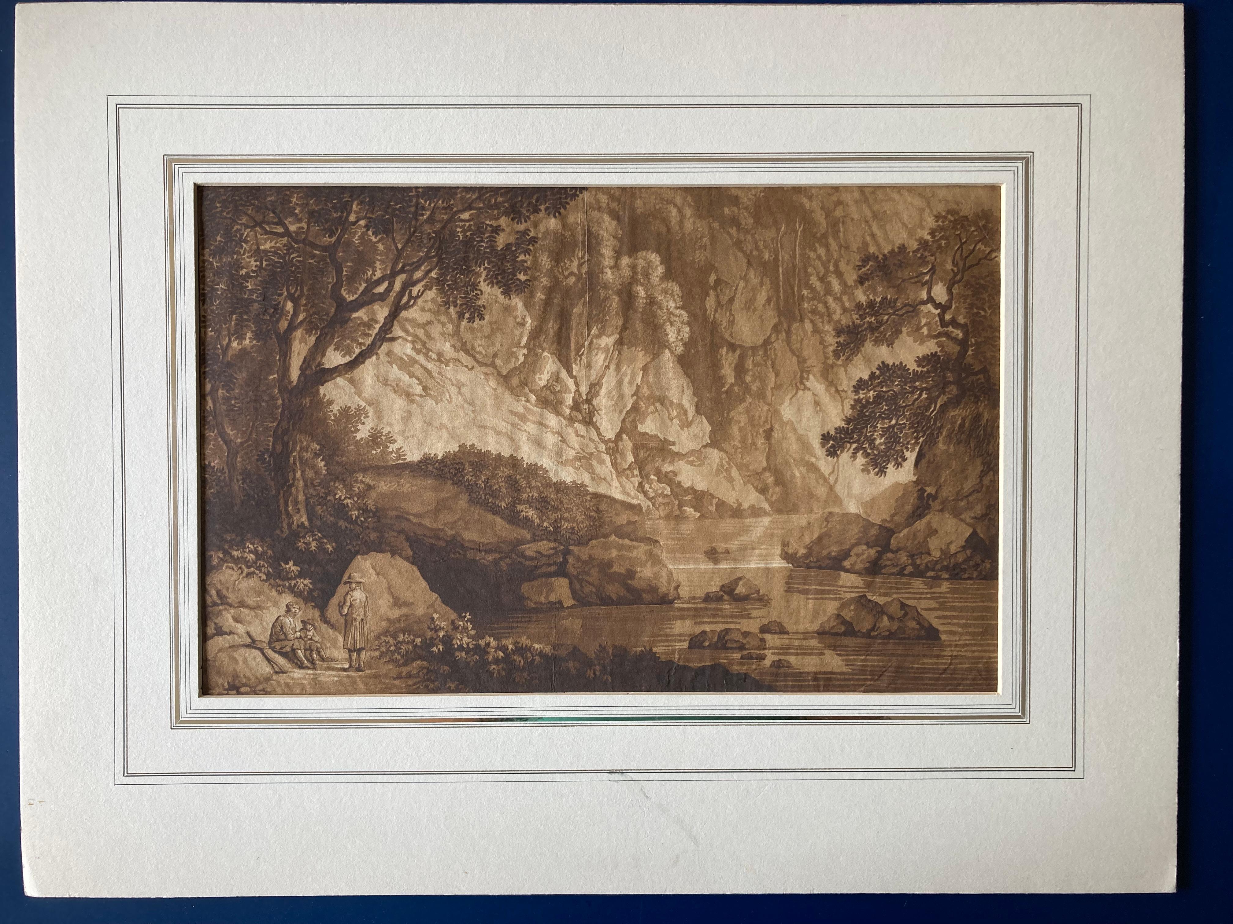 German or Swiss School, probably Circle of Christoph Nathe (1753-1808)), around 1800; beautiful old master drawing/ aquatint, inscribed 