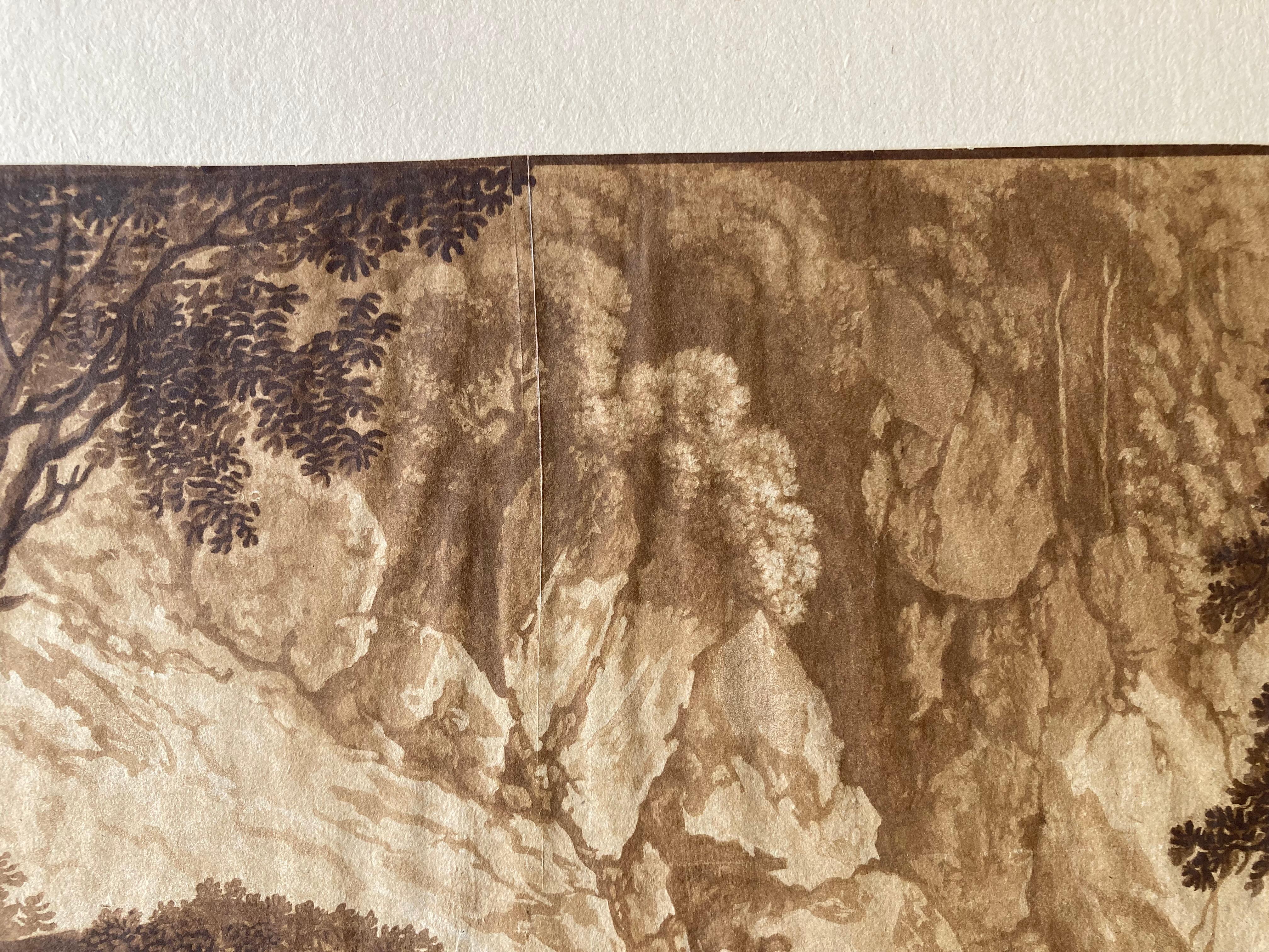 Mountainous Riverlandscape with resting Wanderers, German, Aquatint, old master For Sale 4