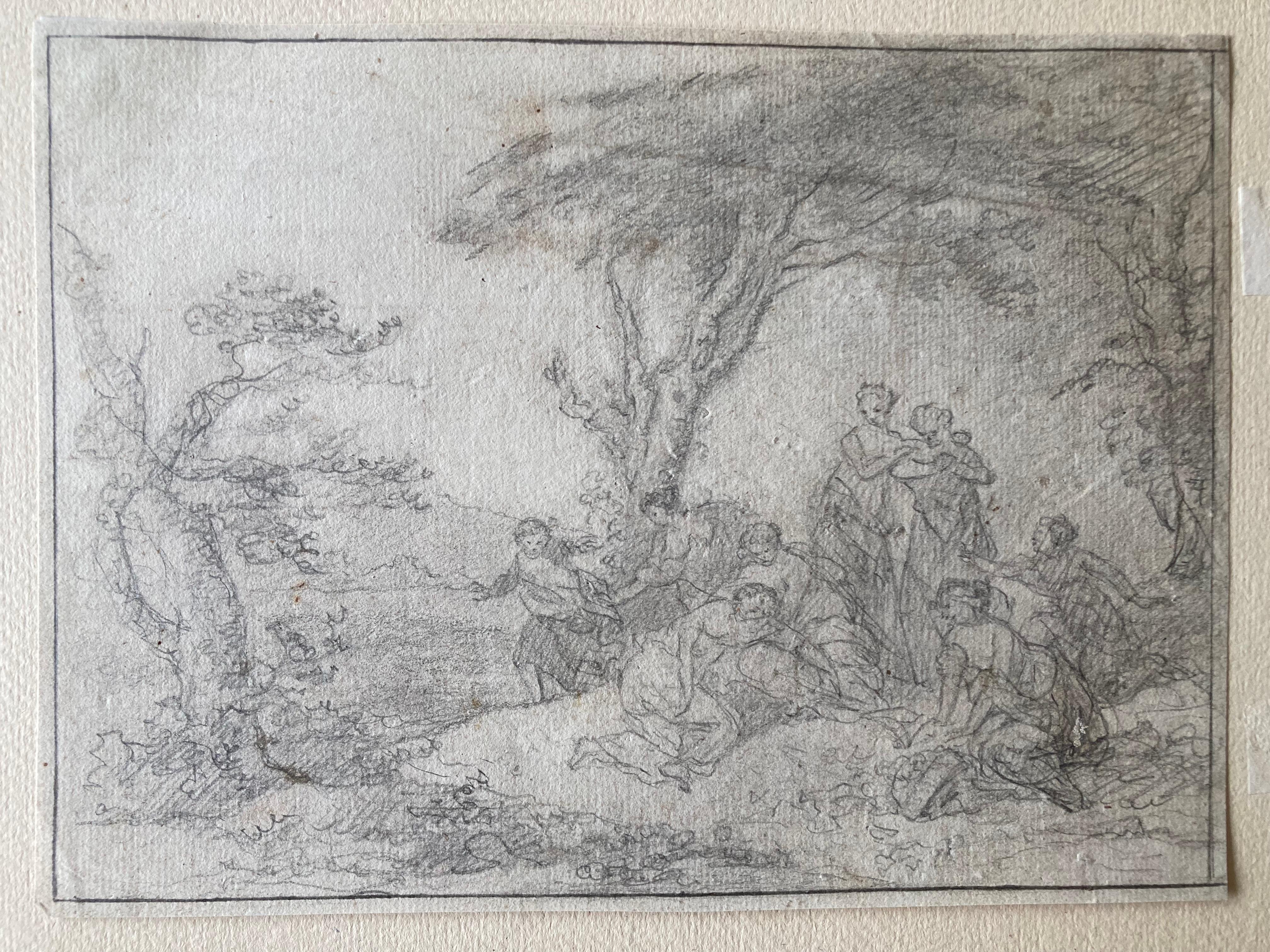 Diana and her nymphs, Bath of Goddess Diana, Gourdaine, Old Master Drawing For Sale 6
