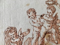 Putti in a Landscape, Putti playing, flowers, Berchet, French Art, Old Master