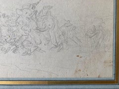 French Orientalist Art, Old Master Drawing Elephants, Hunt and Soldiers, Nature