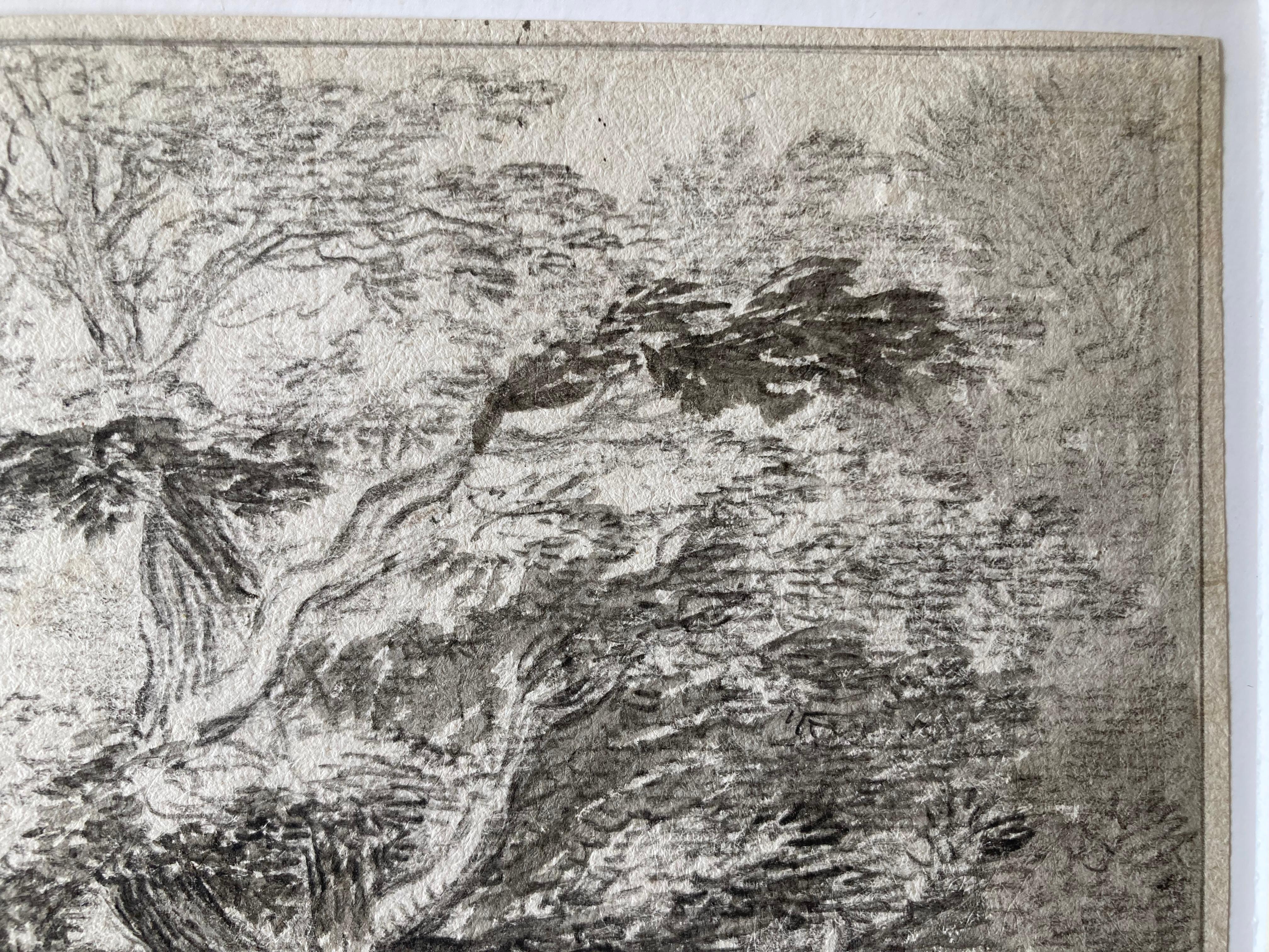 Scène de paysage avec deux personnages, un grand arbre et un obélisque, English School en vente 4