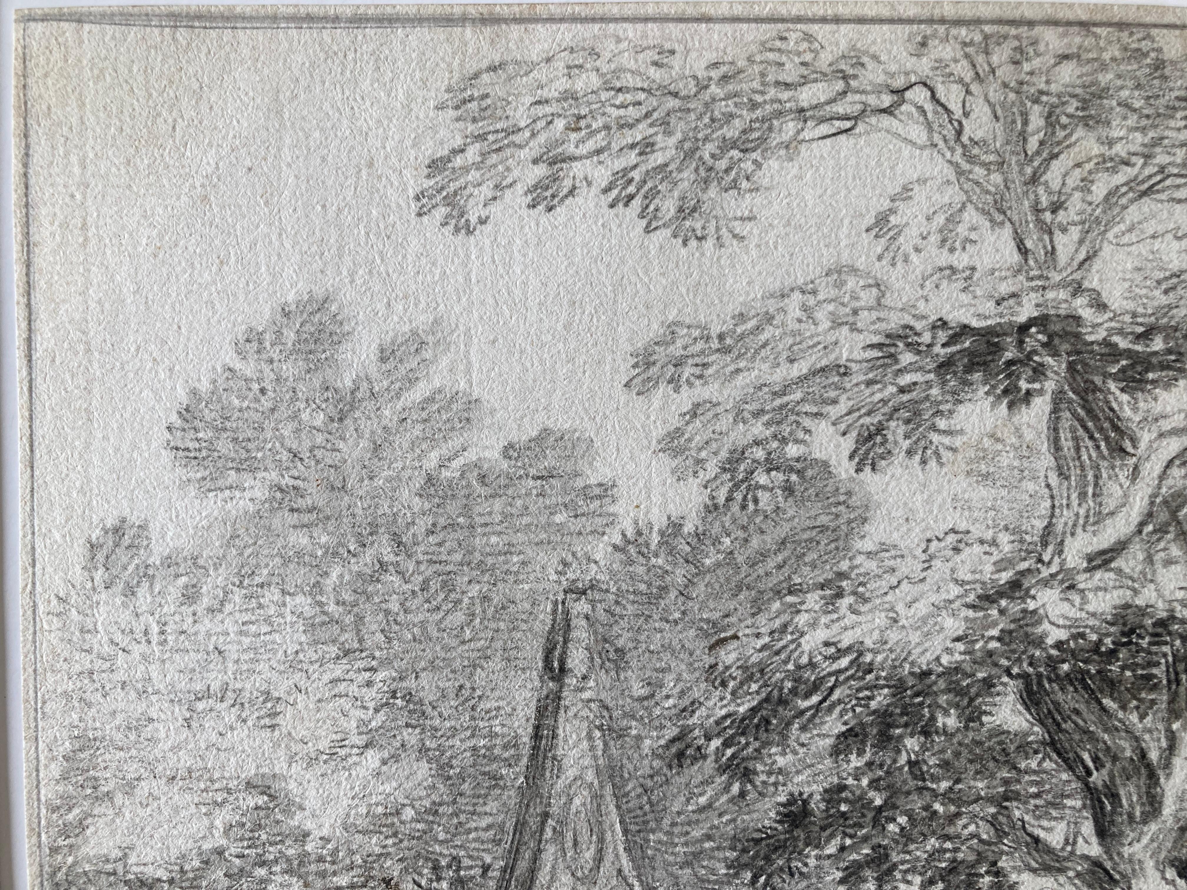 A Landscape Scene with two figures, a great tree and an obelisk, English School For Sale 3