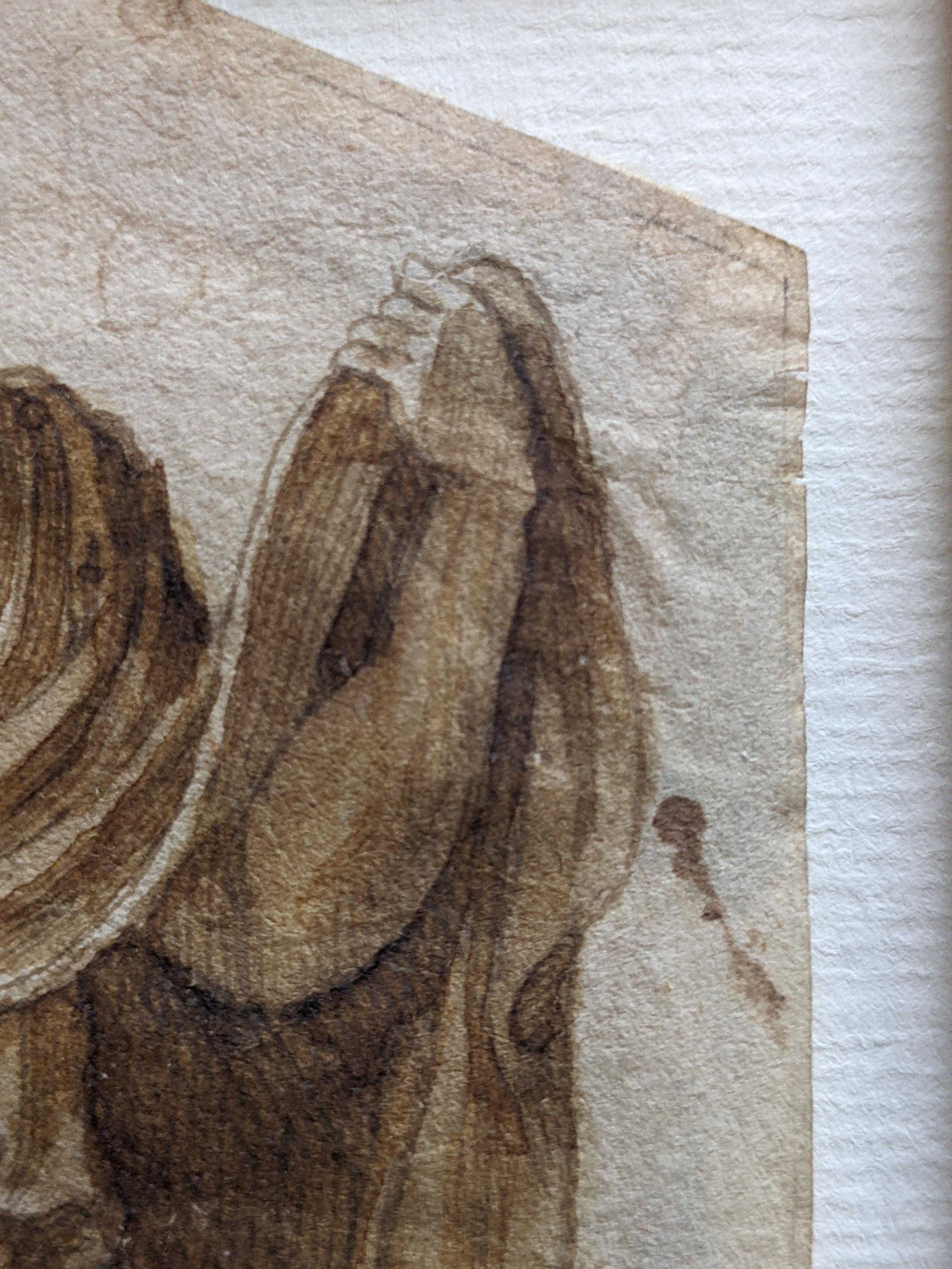 Dibujo del Círculo de Lambert Lombard. Dibujo/Estudio de un hombre en estilo renacentista, firmado posteriormente 