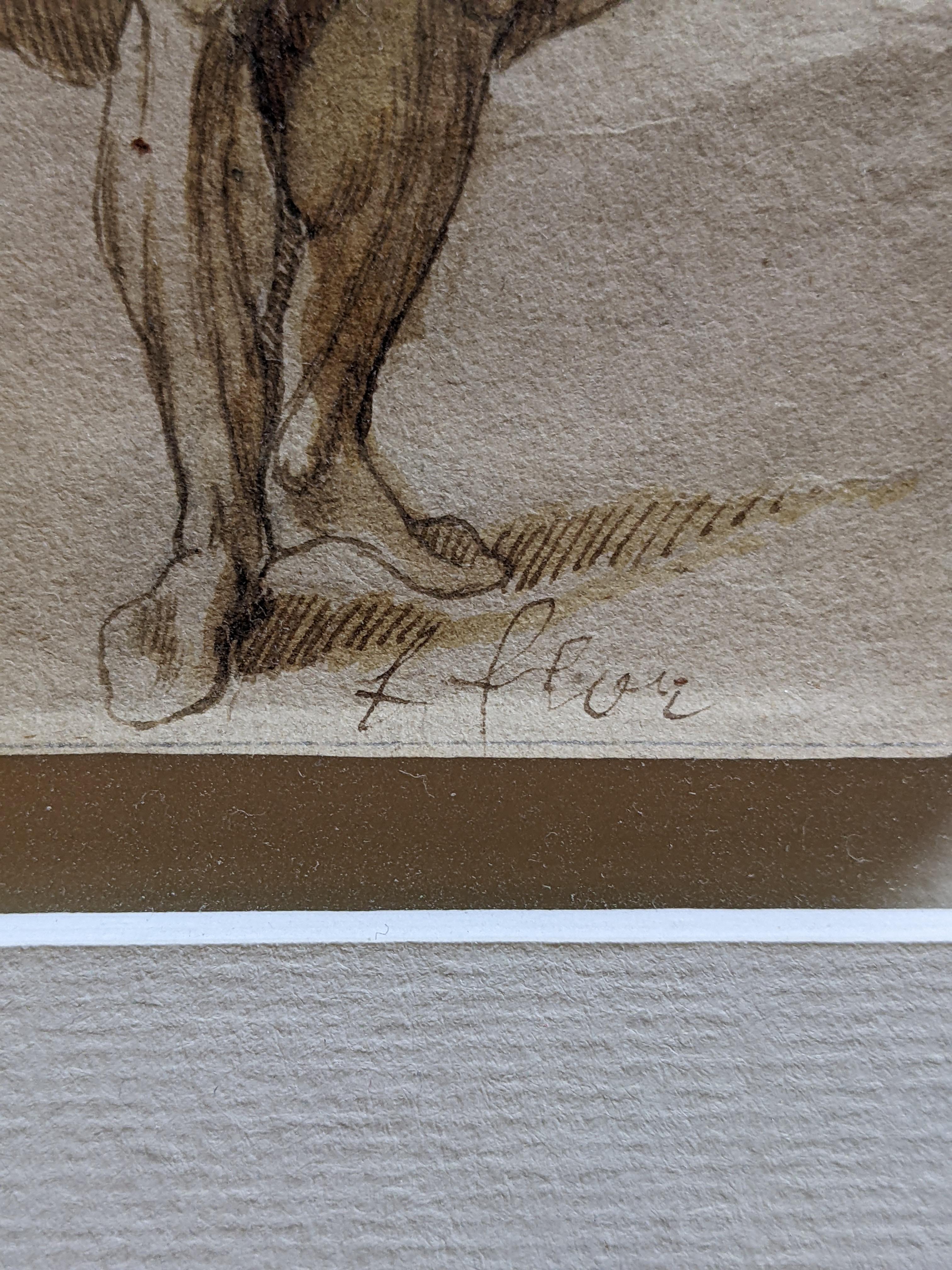 Estudio de un hombre, Dibujo del Viejo Maestro, Figura, Estudio romano, Lombardo en venta 1
