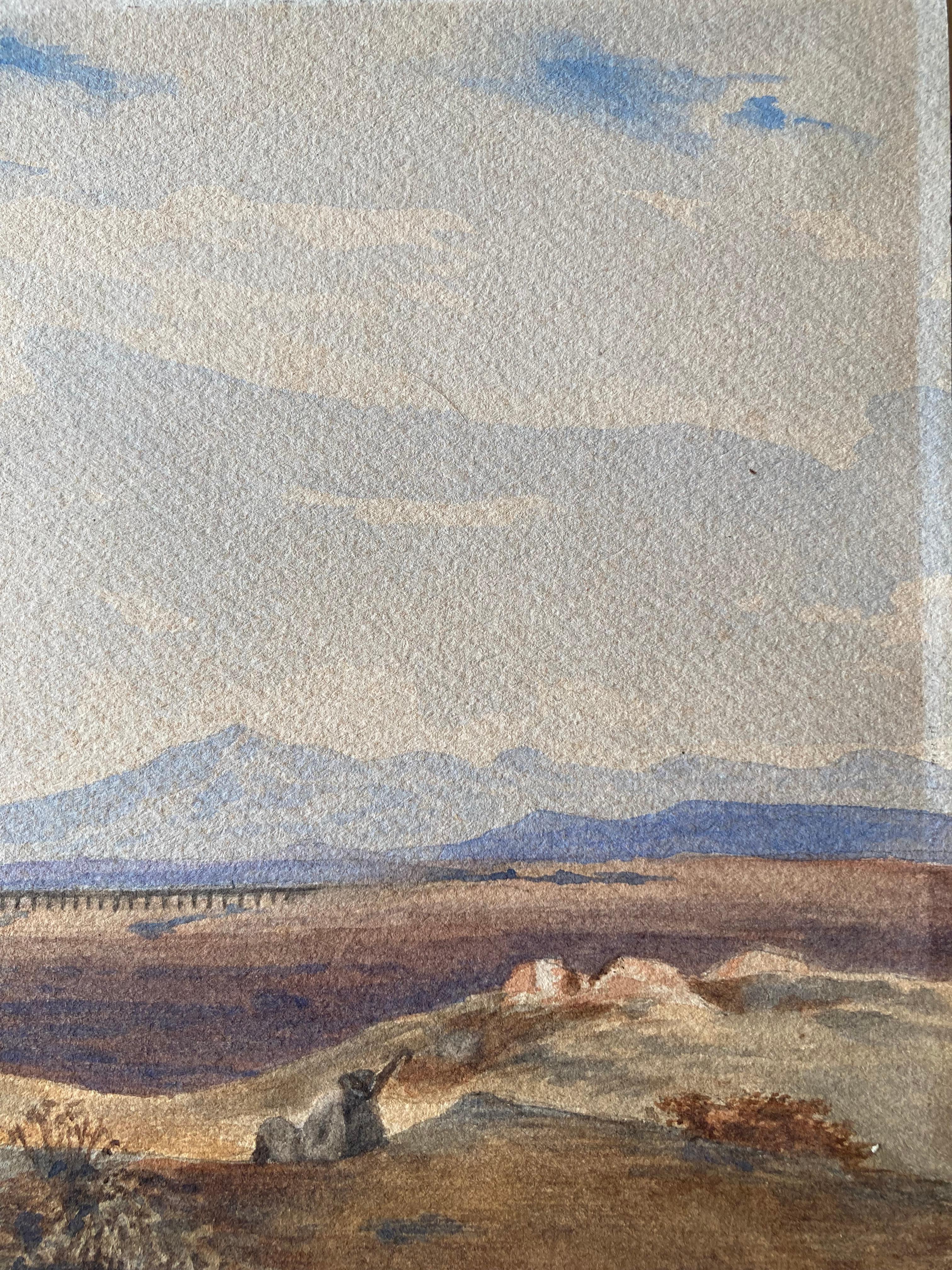 Edward Lear, vaste paysage grec italien, ruines antiques, Campagna di Roma en vente 7