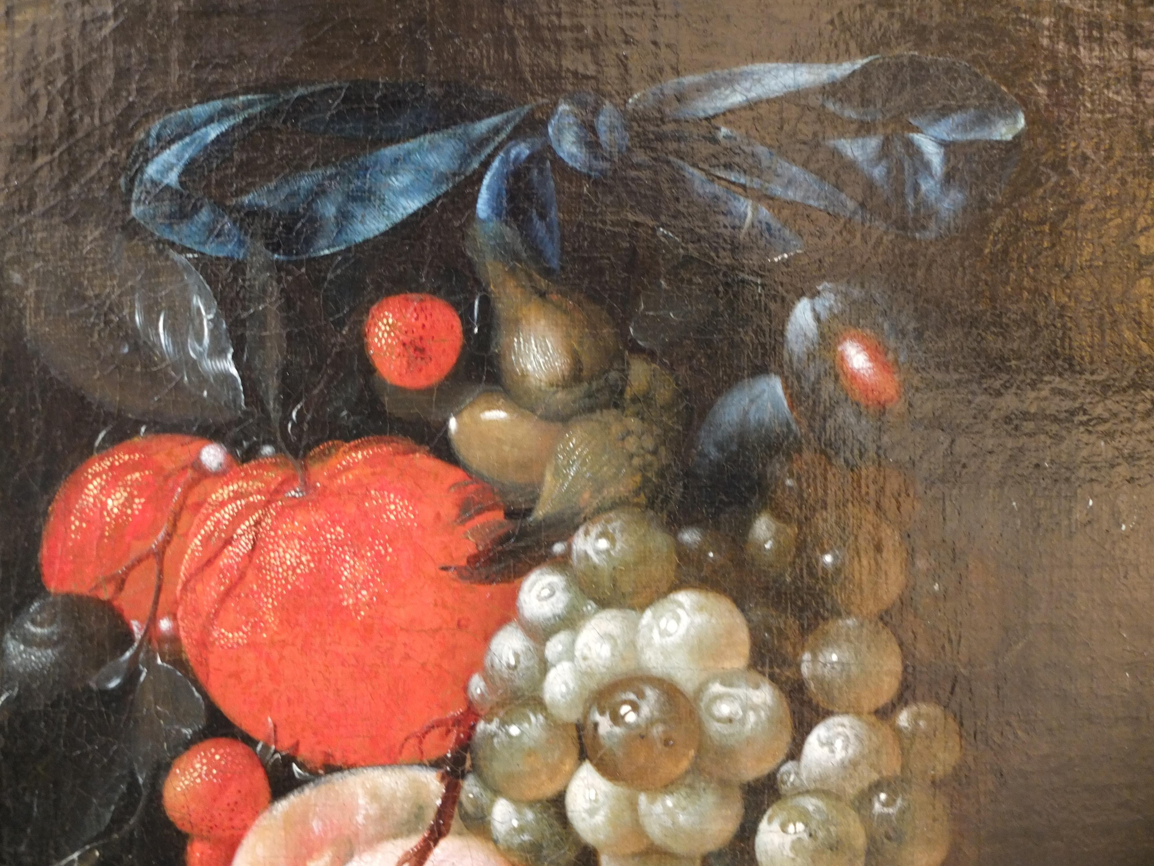  Festoon of Fruit, Still Life, Dutch Art, Circle of Cornelis De Heem, Old Master - Baroque Painting by Cornelis de Heem