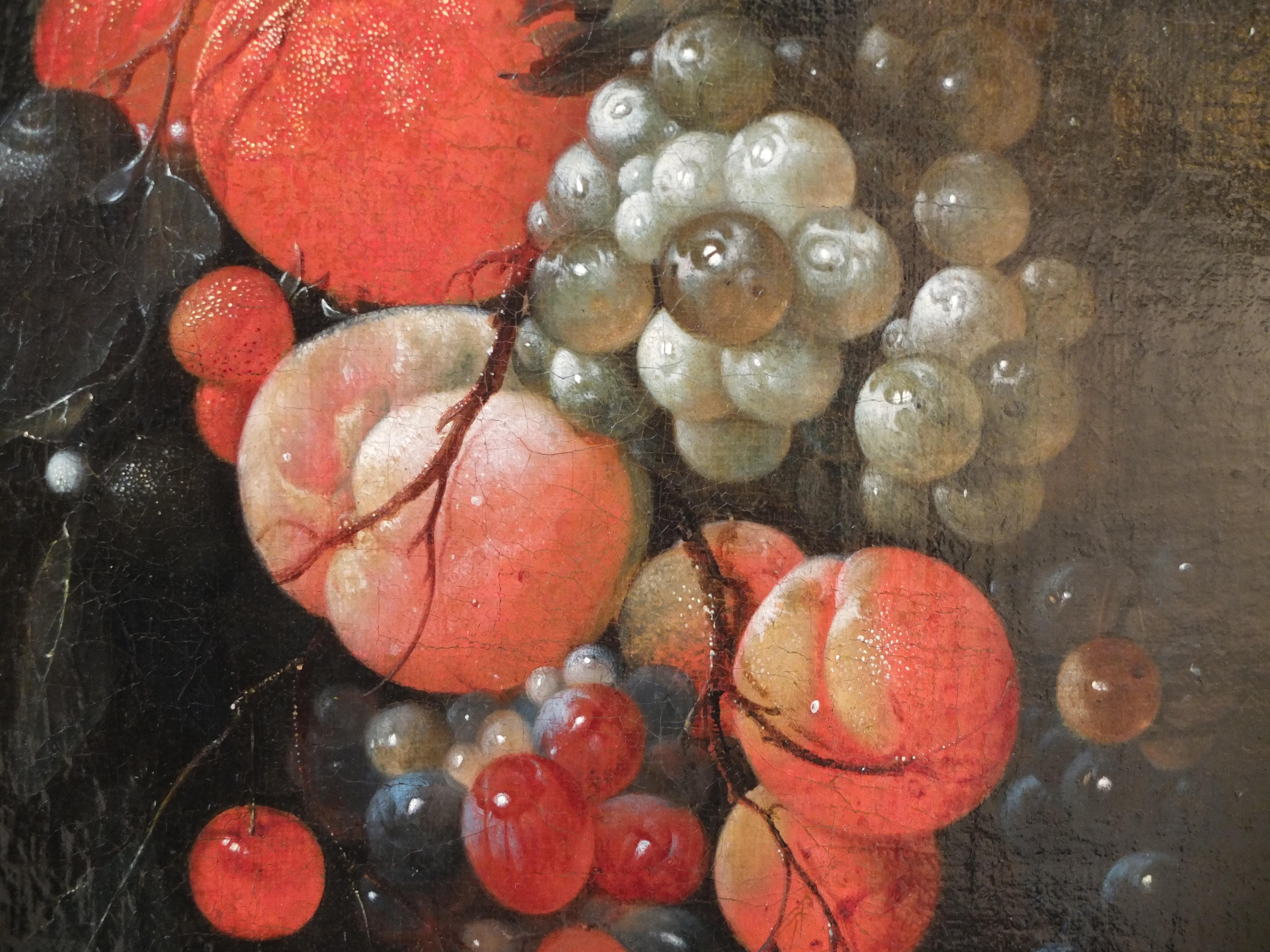  Festoon of Fruit, Still Life, Dutch Art, Circle of Cornelis De Heem, Old Master - Black Landscape Painting by Cornelis de Heem