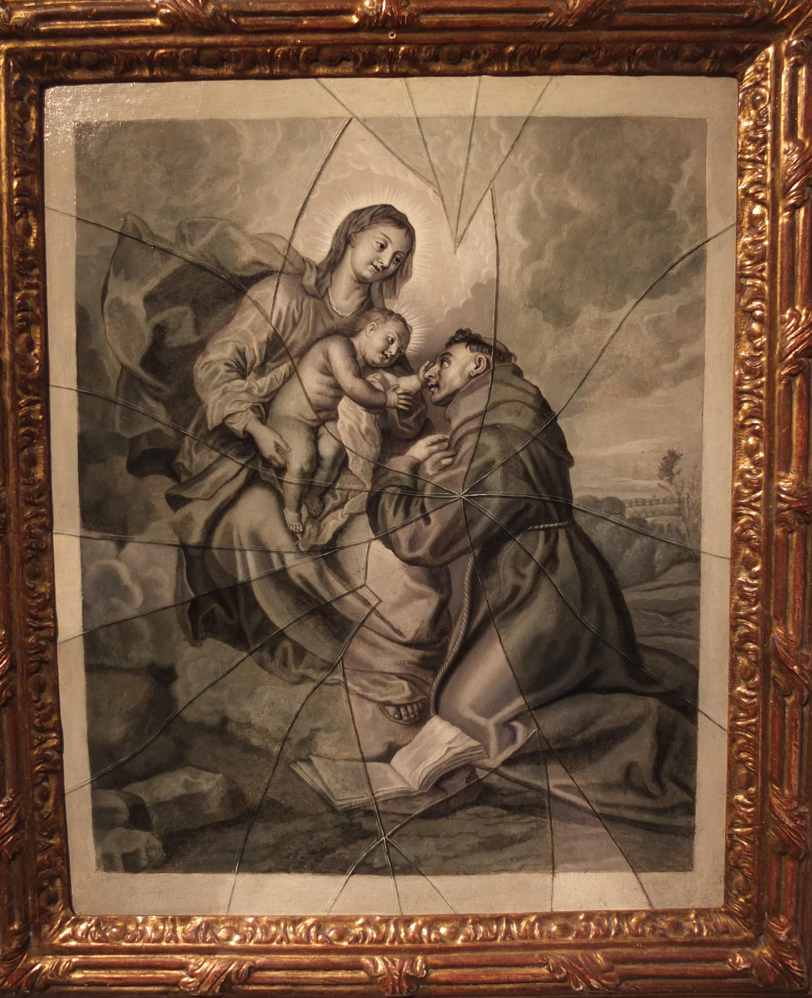 Trompe l'oeil, Trick des Auges, Maria, Kind des Heiligen Antonius, Van Dyck, alter Meister im Angebot 1