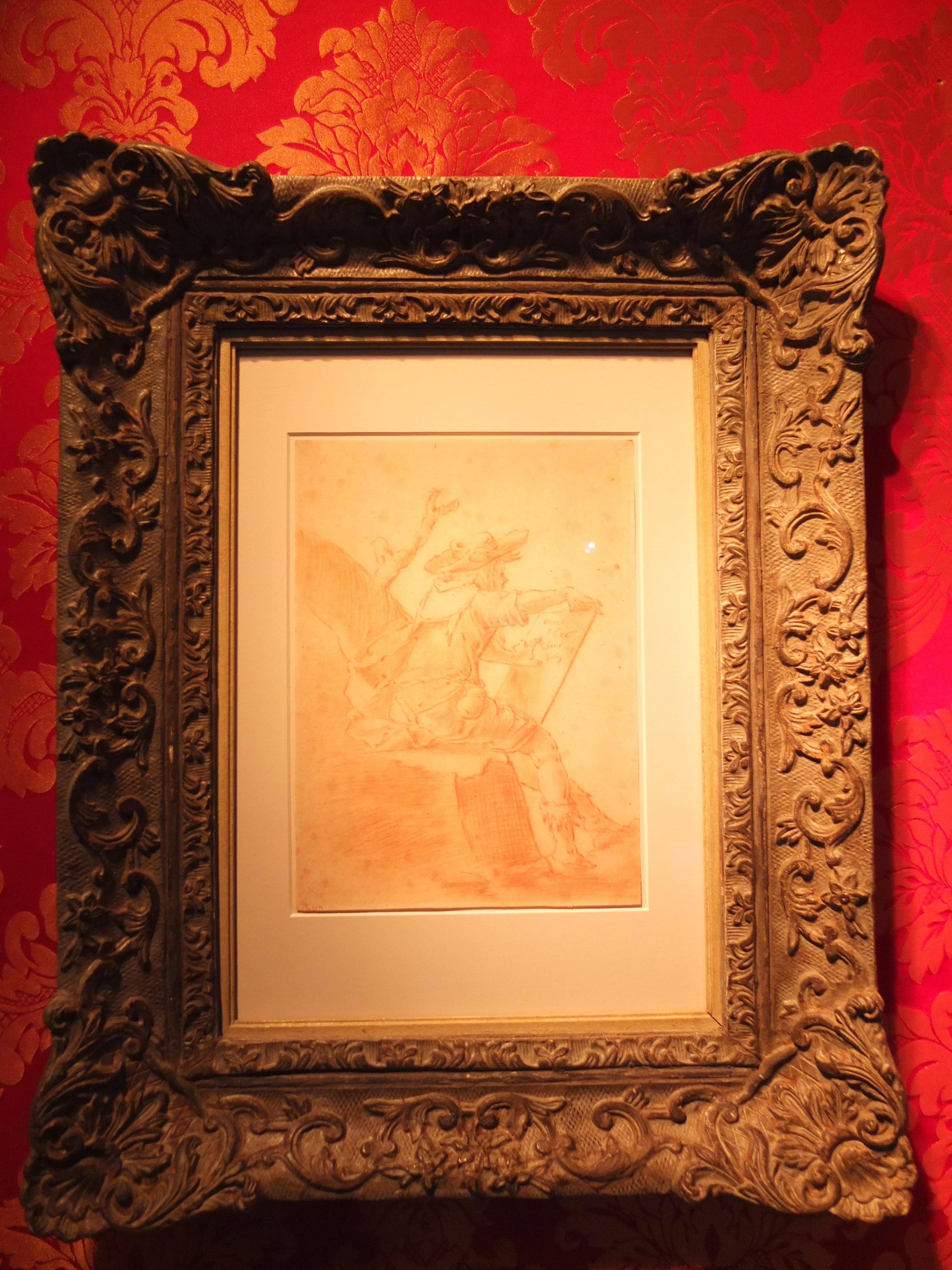 Motif de dessin de maître ancien, artiste autoportrait, figuratif, XVIIe siècle, Allemagne 9