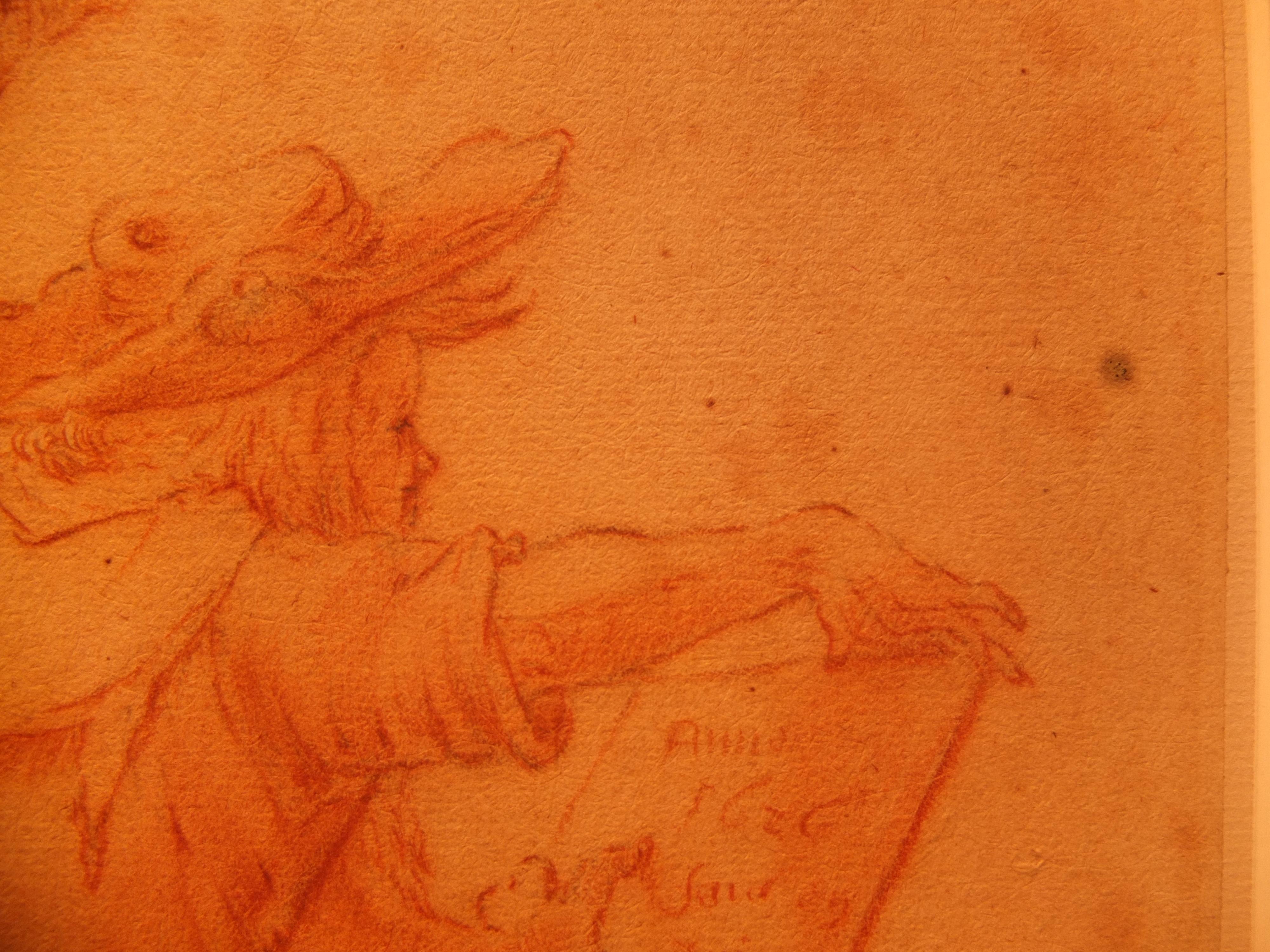 Motif de dessin de maître ancien, artiste autoportrait, figuratif, XVIIe siècle, Allemagne 13
