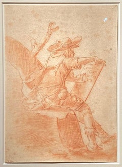Antique Old Master Drawing, Self Portrait Artist, Figurative, 17th Century, German
