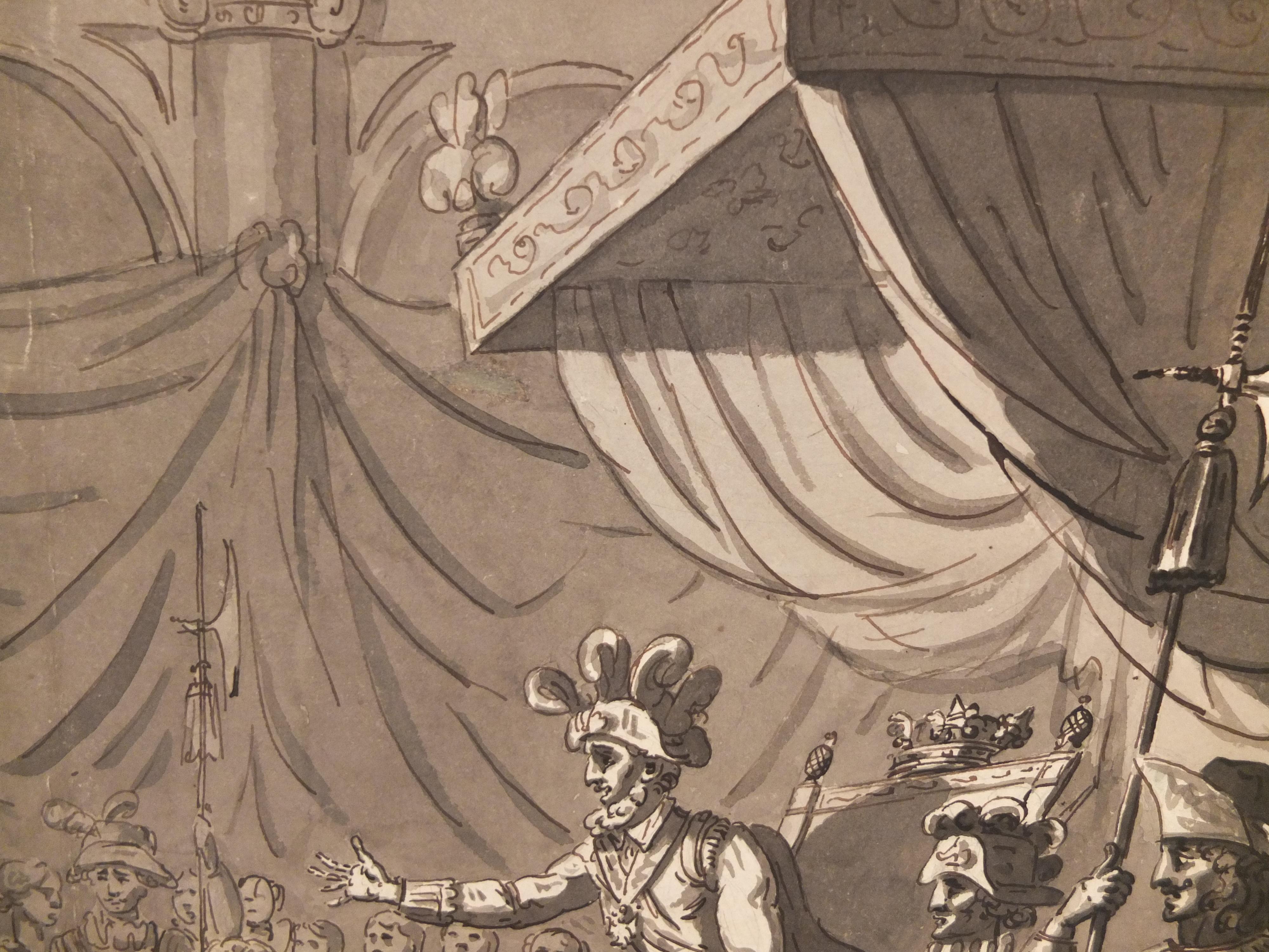 Artista sconosciuto, Scuola francese del 18° secolo, Cerchio di mazzuolo? Scena tratta dal Decamerone.
Disegno di un vecchio maestro