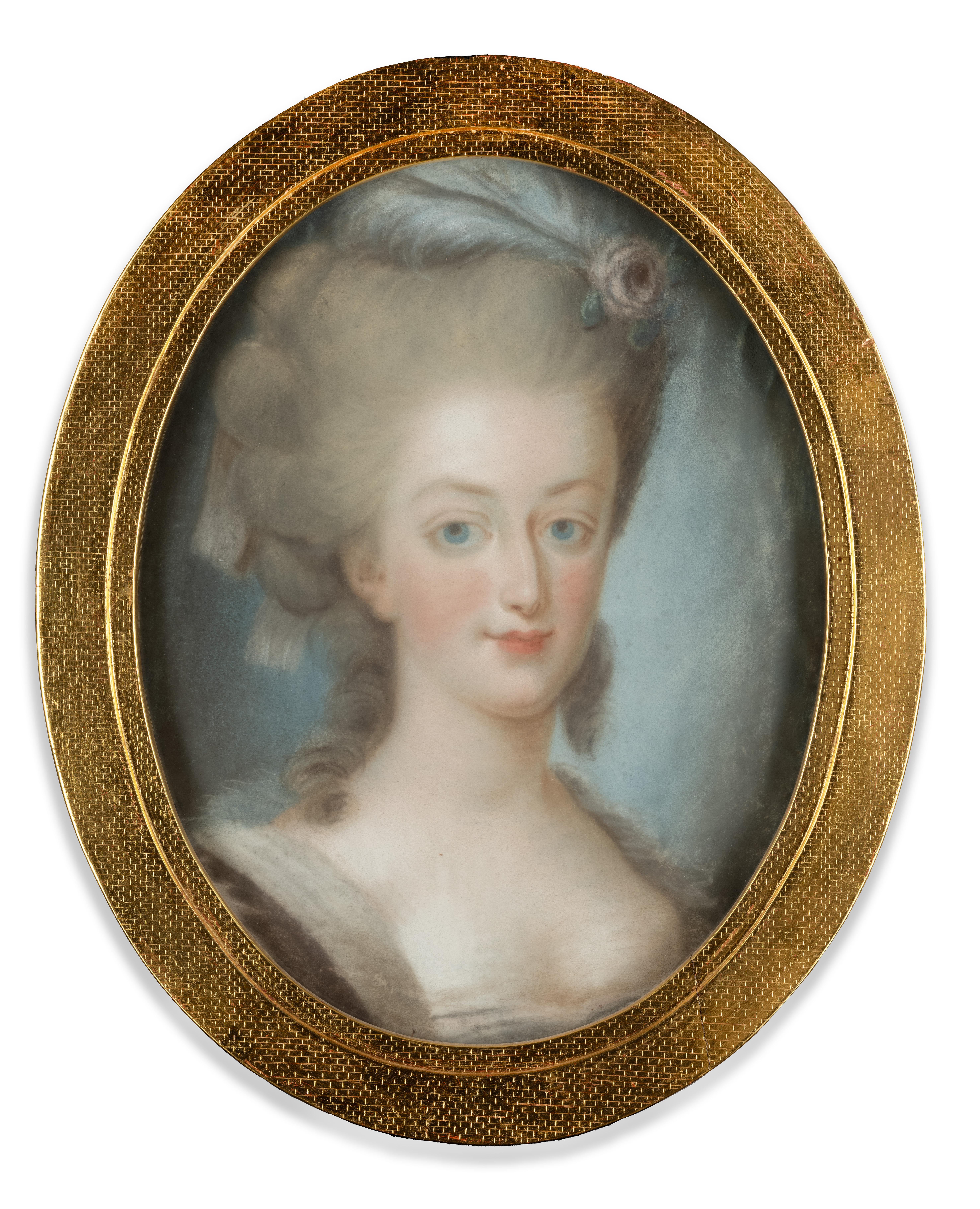 French Art, Rococo, Portrait Queen Marie Antoinette France, Oval, Circle Vivien