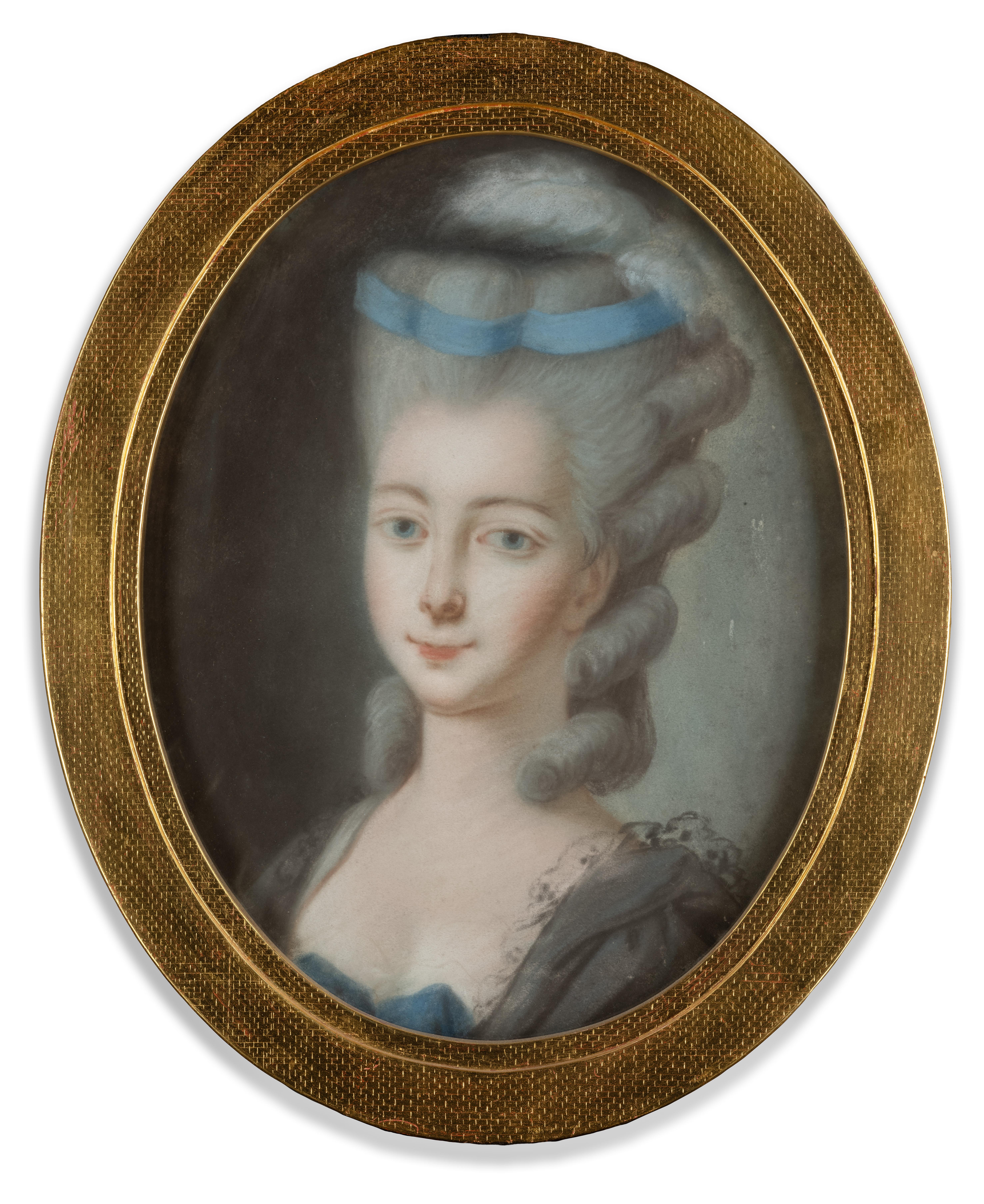 Arte francese, Ritratto rococò, Ovale, Pastello, Ritratto di signora, Cerchio di Vivien