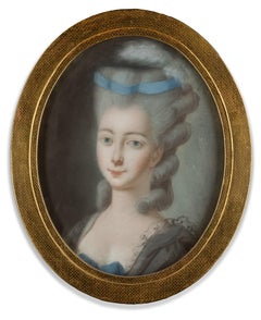 Französische Kunst, Rokoko-Porträt, Oval, Pastell, Porträt einer Dame, Kreis der Vivien