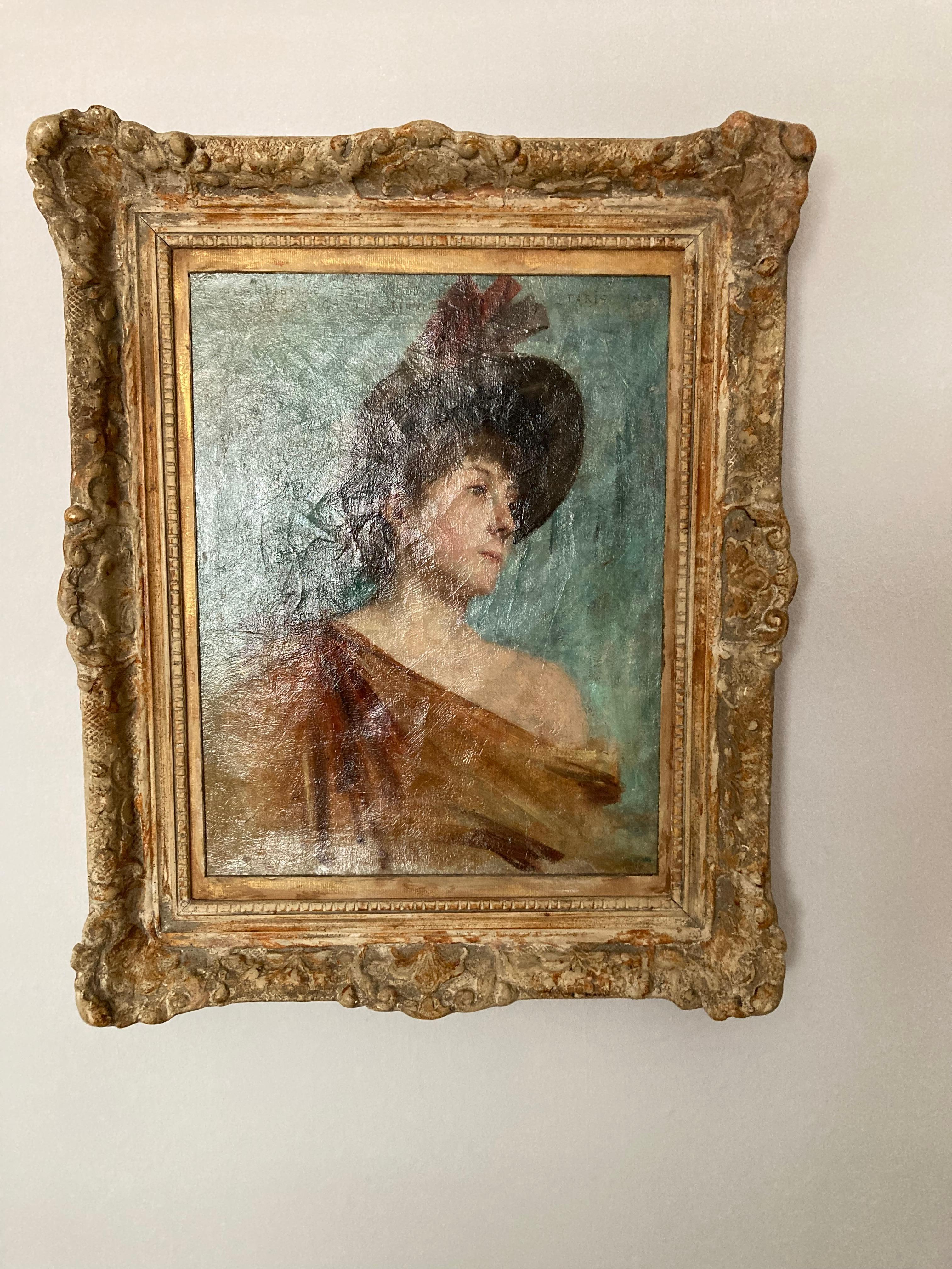 French Impressionist, Portrait Lady Jeany L'Ouvrier, Gasté, signed, Modern Art 9