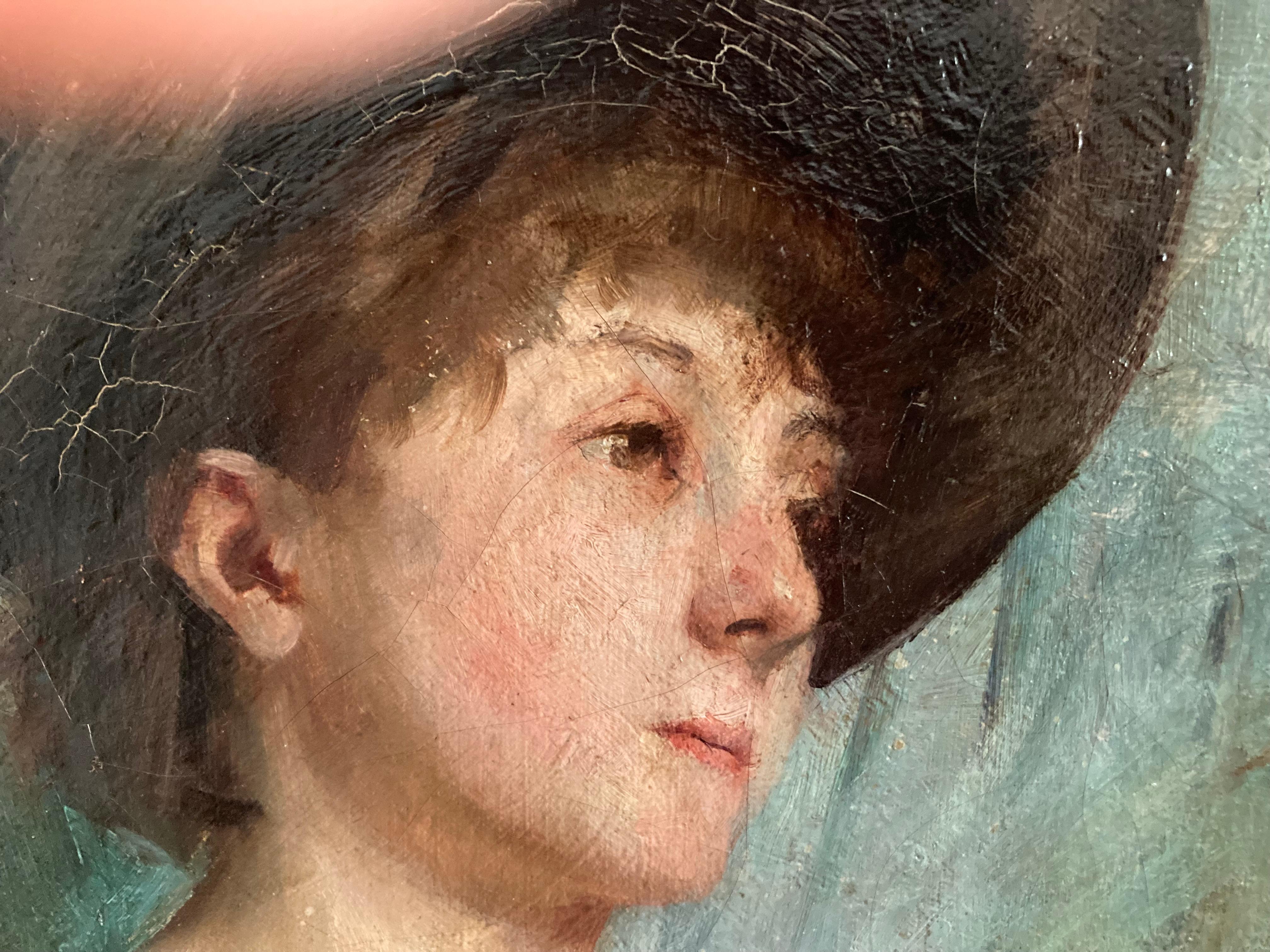 French Impressionist, Portrait Lady Jeany L'Ouvrier, Gasté, signed, Modern Art 7
