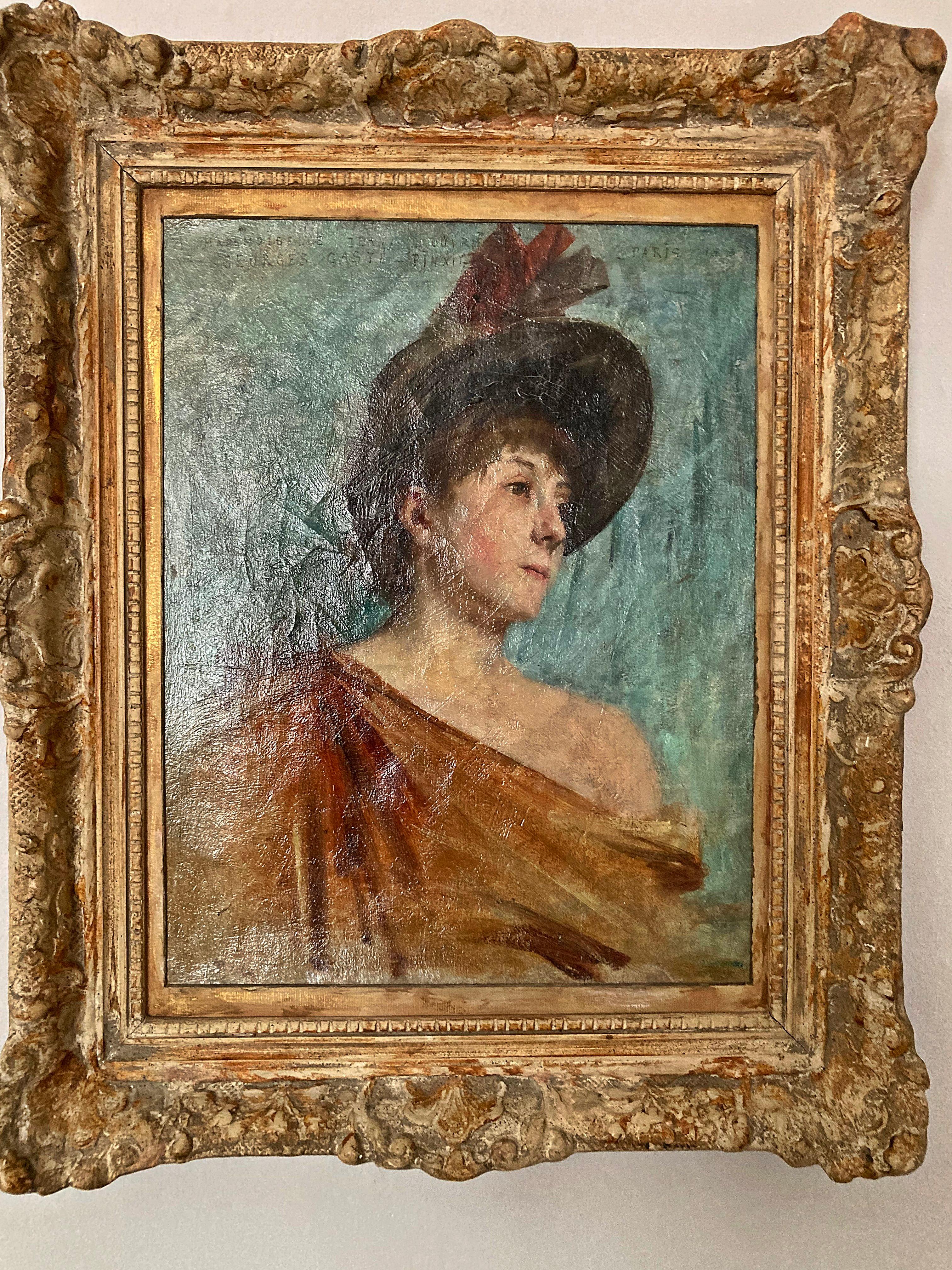 French Impressionist, Portrait Lady Jeany L'Ouvrier, Gasté, signed, Modern Art 11