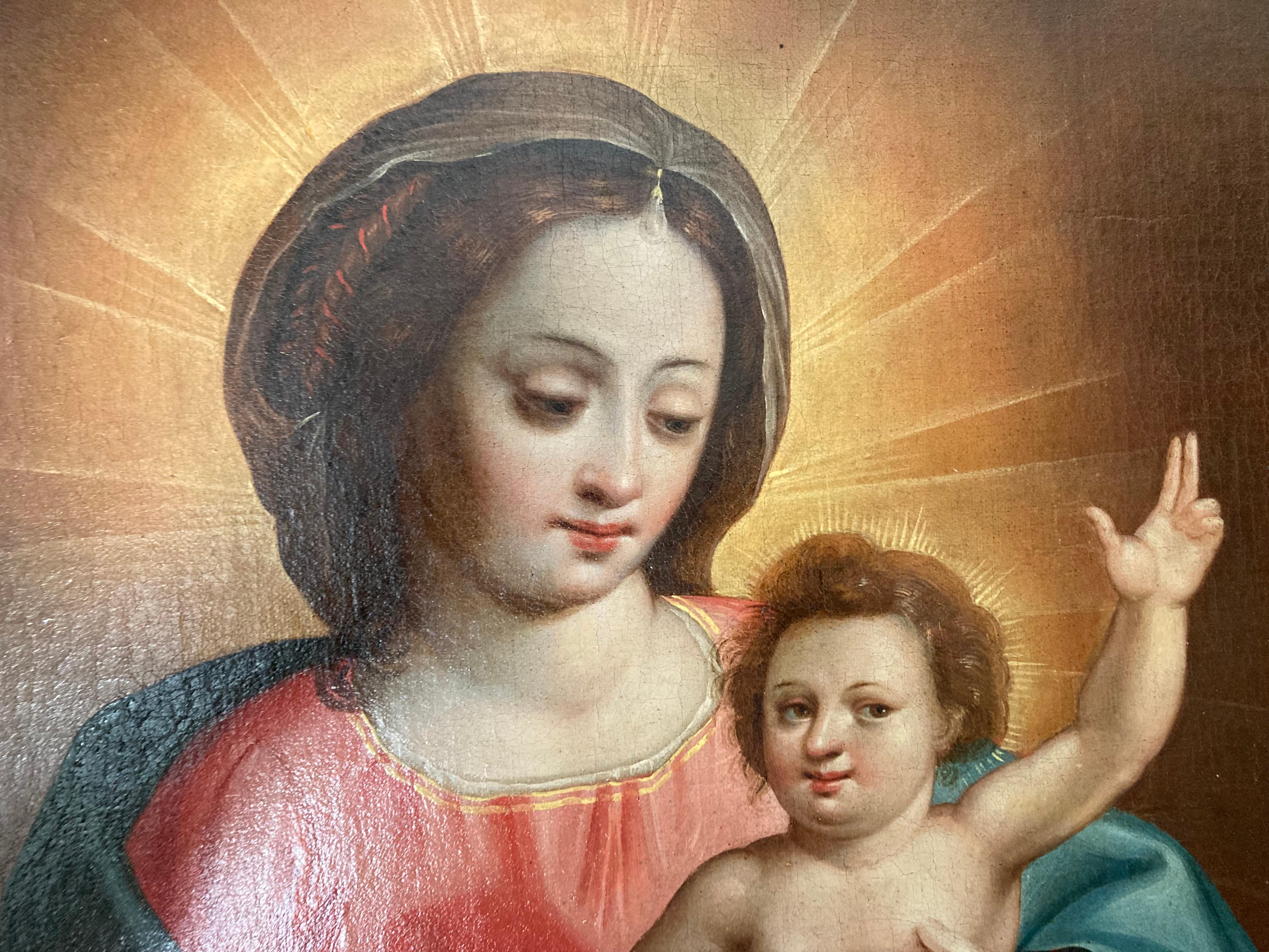 Baroque Painting, Madonna and Child, De Ronssoy, dated, French 1648, Old Master 13
