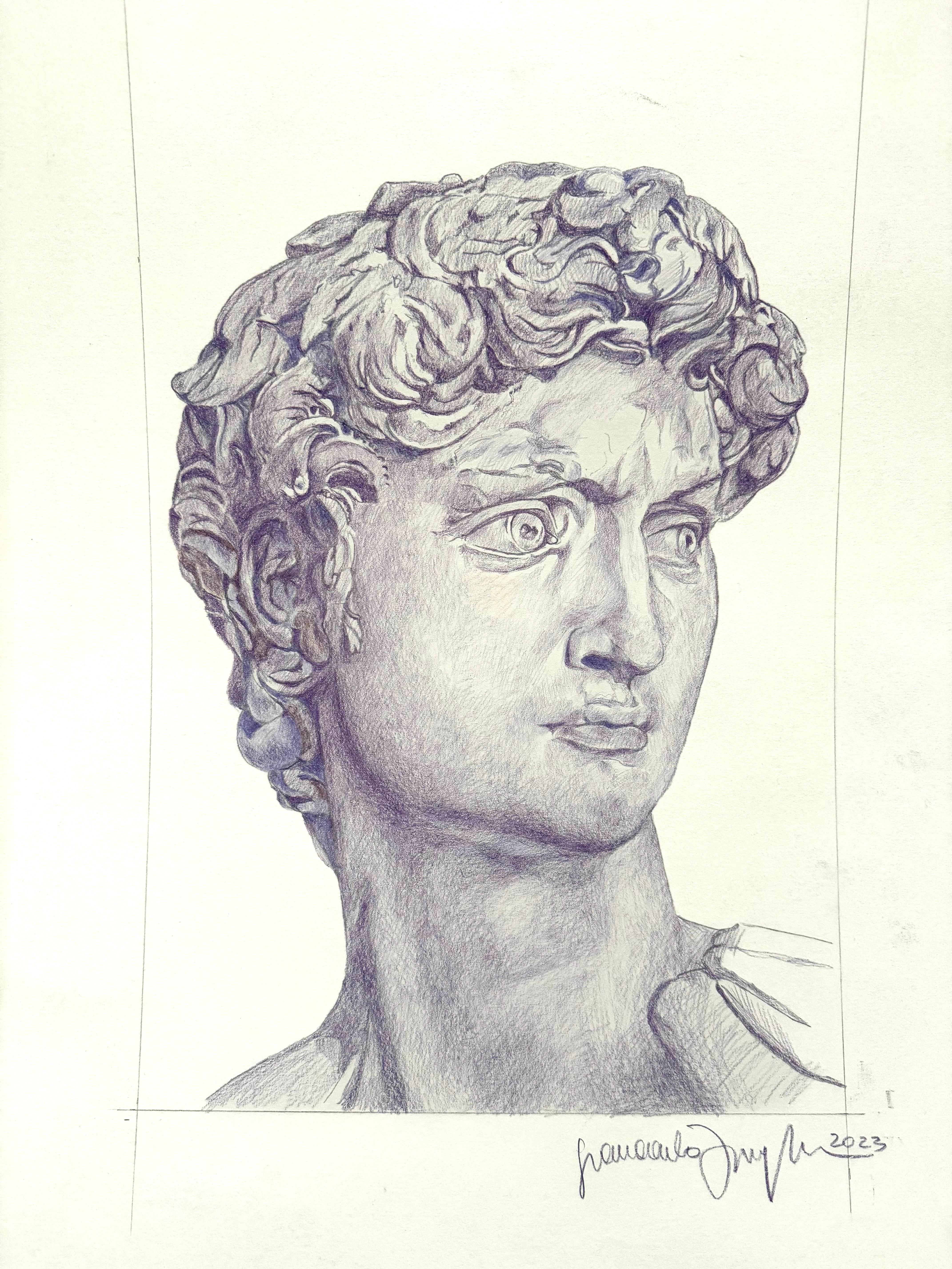 Giancarlo Impiglia Figurative Art - Incredible sketch of Michelangelo's David