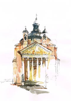 „Tempietto Barbaro“ – Venedig – architektonisches Aquarellgemälde – Turner