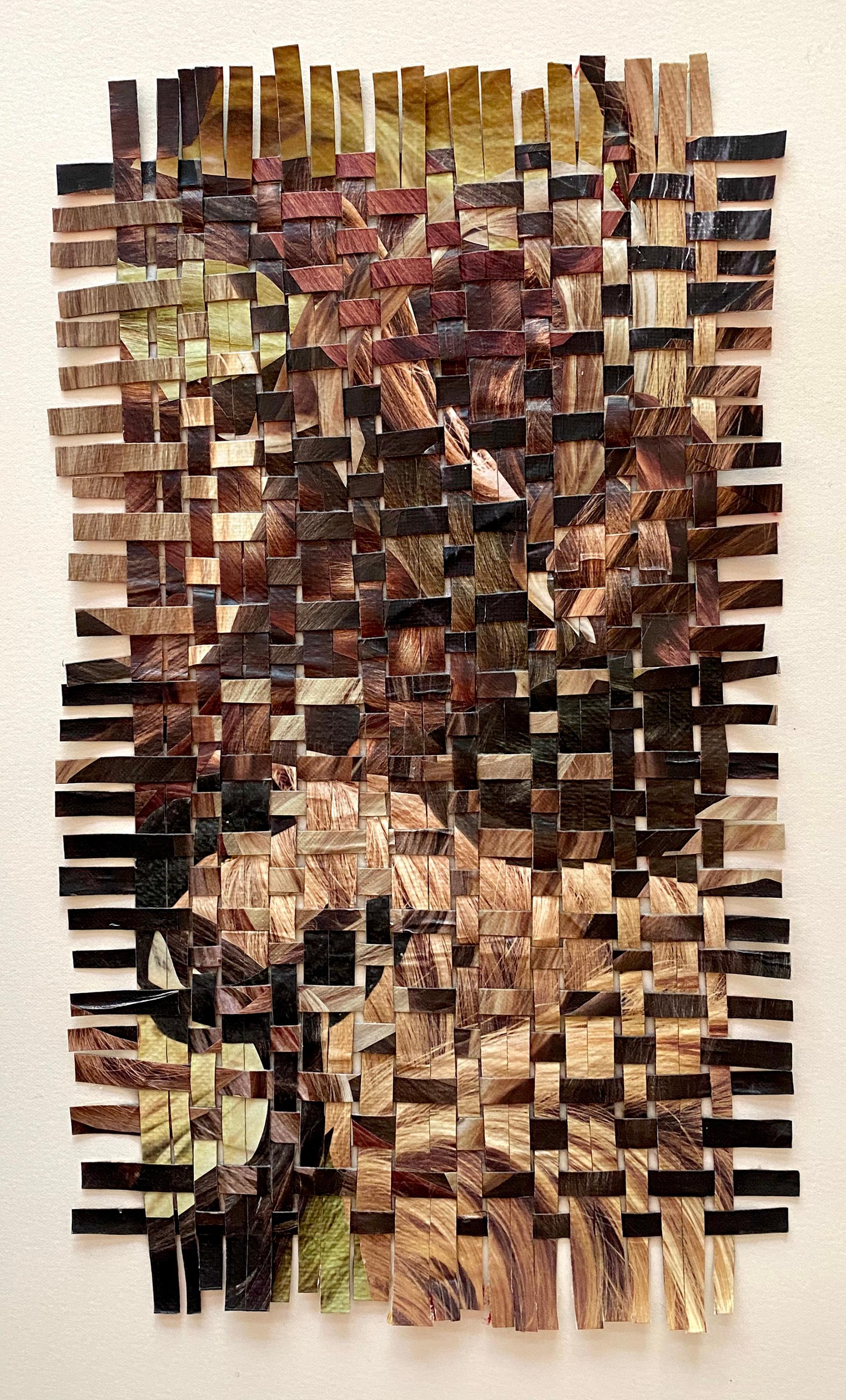 'Hair Weave Woobie (Bangs)' - woven paper collage - Eva Hesse - Mixed Media Art by Libby Newell