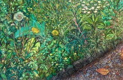 "Garden" - pastel drawing, nature, plants, dandelion, realism