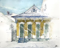 Bourbon Street'' – Architektur-Aquarellgemälde – New Orleans