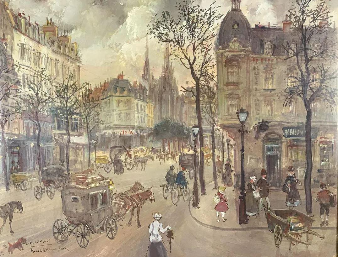 Rue Étienne Marcel, Paris, France - Painting de Henri Grenier
