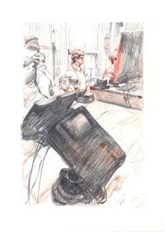 "Marketplace Cashier #46" - dessin d'intérieur - œuvre colorée sur papier - Daumier