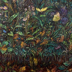 "Yellow Butterflies" - pastel drawing, nature, plants, still life, landscape