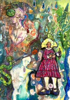 "Paisaje Freudiano" - dibujo al pastel, paisaje, figurativo, surrealismo, calavera